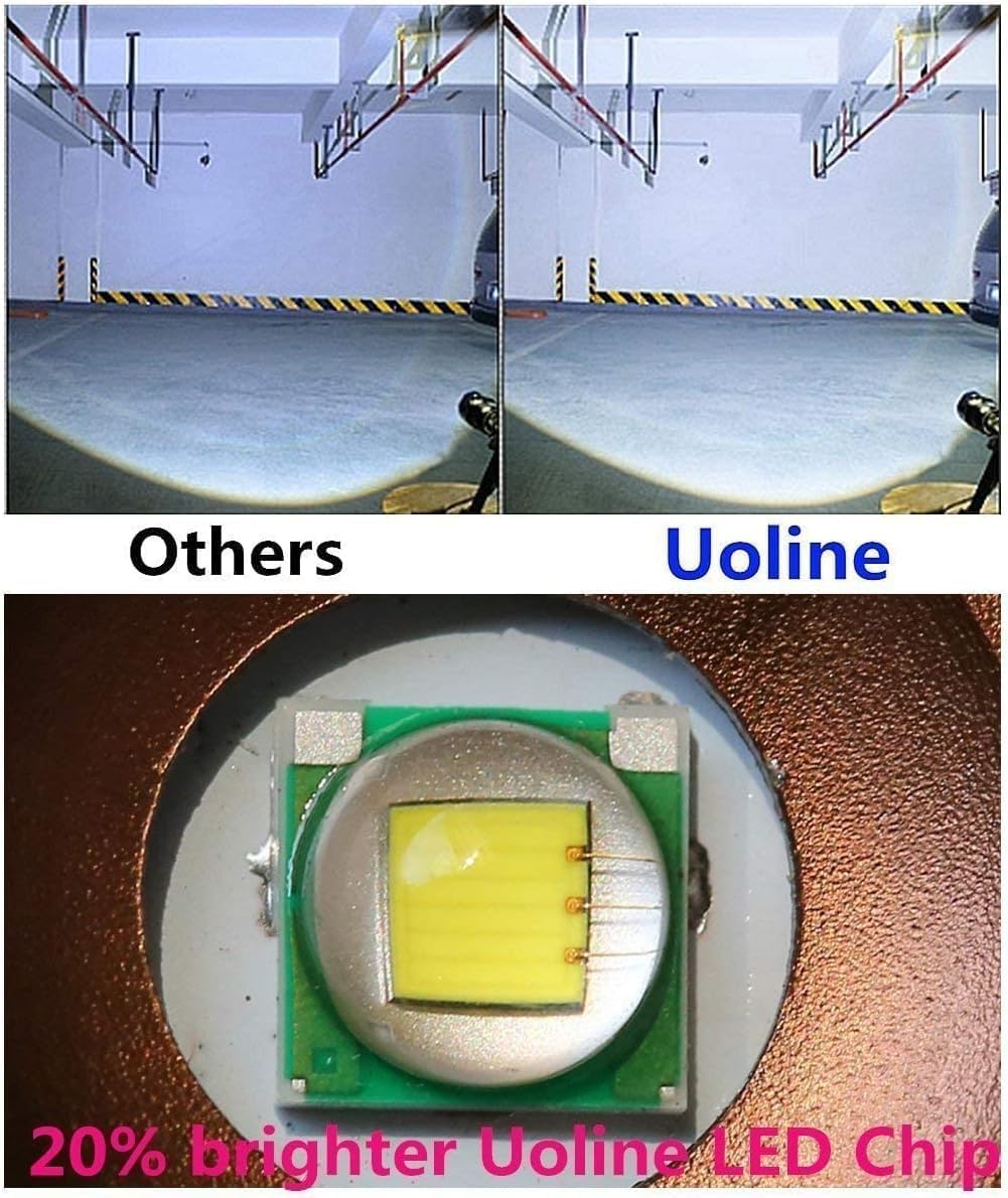 Uoline Linterna LED táctica portátil con 5 modos, potente linterna táctica más brillante de alta potencia, linterna de mano de emergencia