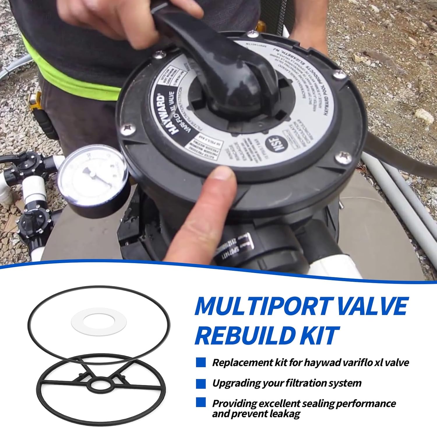Vari-Flo XL Kit de reconstrucción de juntas de válvula SPX0714L Piezas de bomba de piscina compatibles con piezas de repuesto de filtro de arena