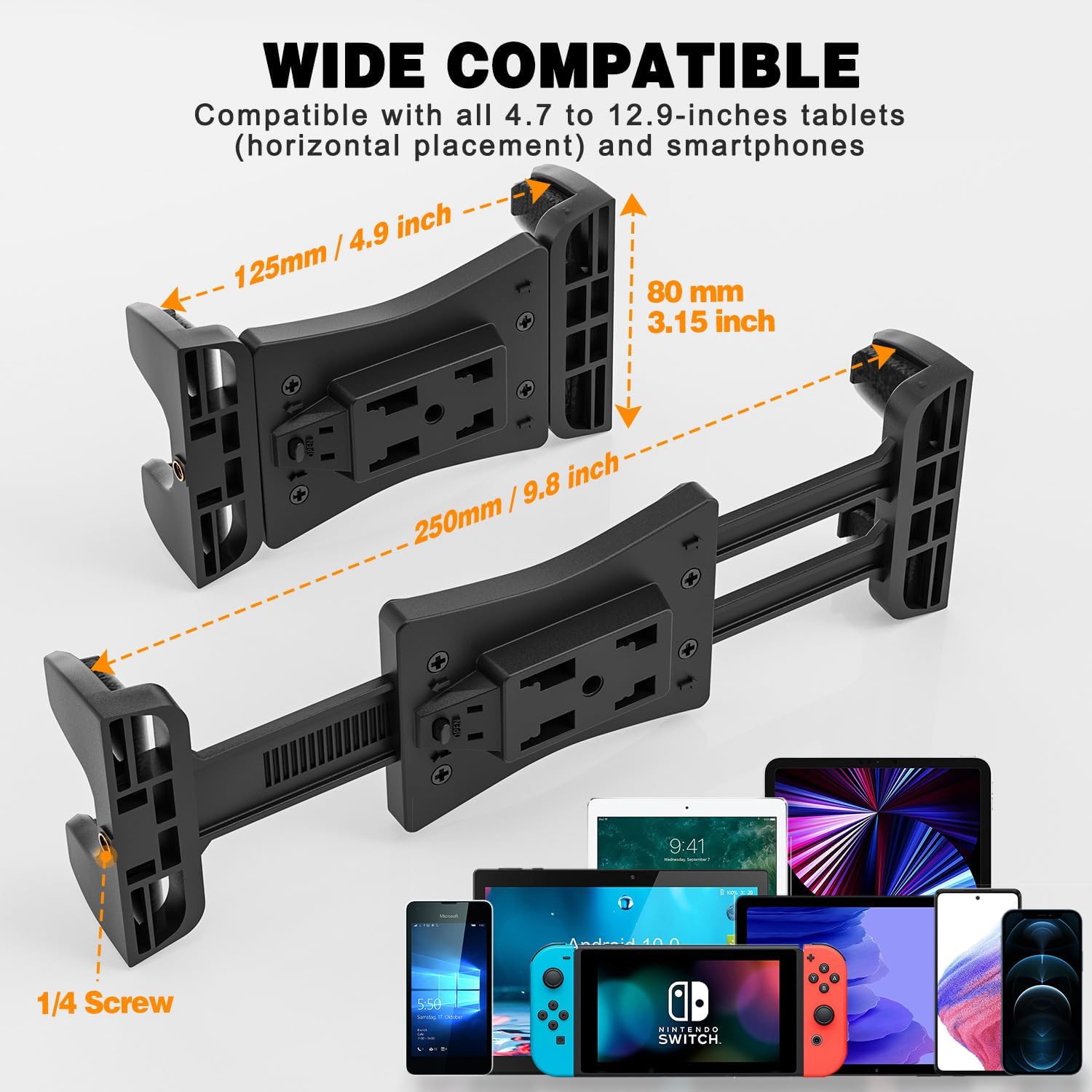 Soporte para tablet para automóvil, rotación de 360 para parabrisas con cuello de cisne flexible de 7.8 pulgadas, soporte para tableta, tablero de