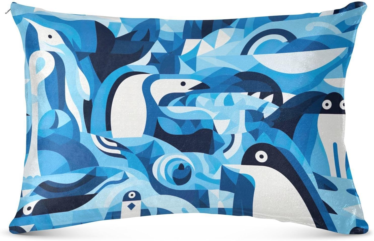 Fundas de almohada con diseño de pingüino iceberg, diseño ártico de mar azul, agradable a la piel, tamaño King, 21 x 54 pulgadas, funda de almohada