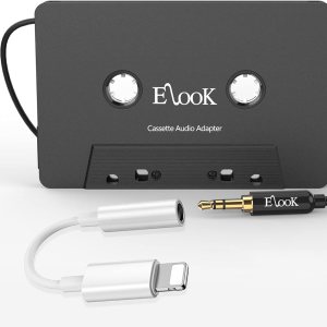 Elook Kit de adaptador auxiliar de casete para coche, incluye un smartphone a adaptador de conector de auriculares de 0.138 in, color negro Elook Kit de adaptador auxiliar de casete para coche, incluye un smartphone a adaptador de conector de auriculares de 0.138 in, color negro
