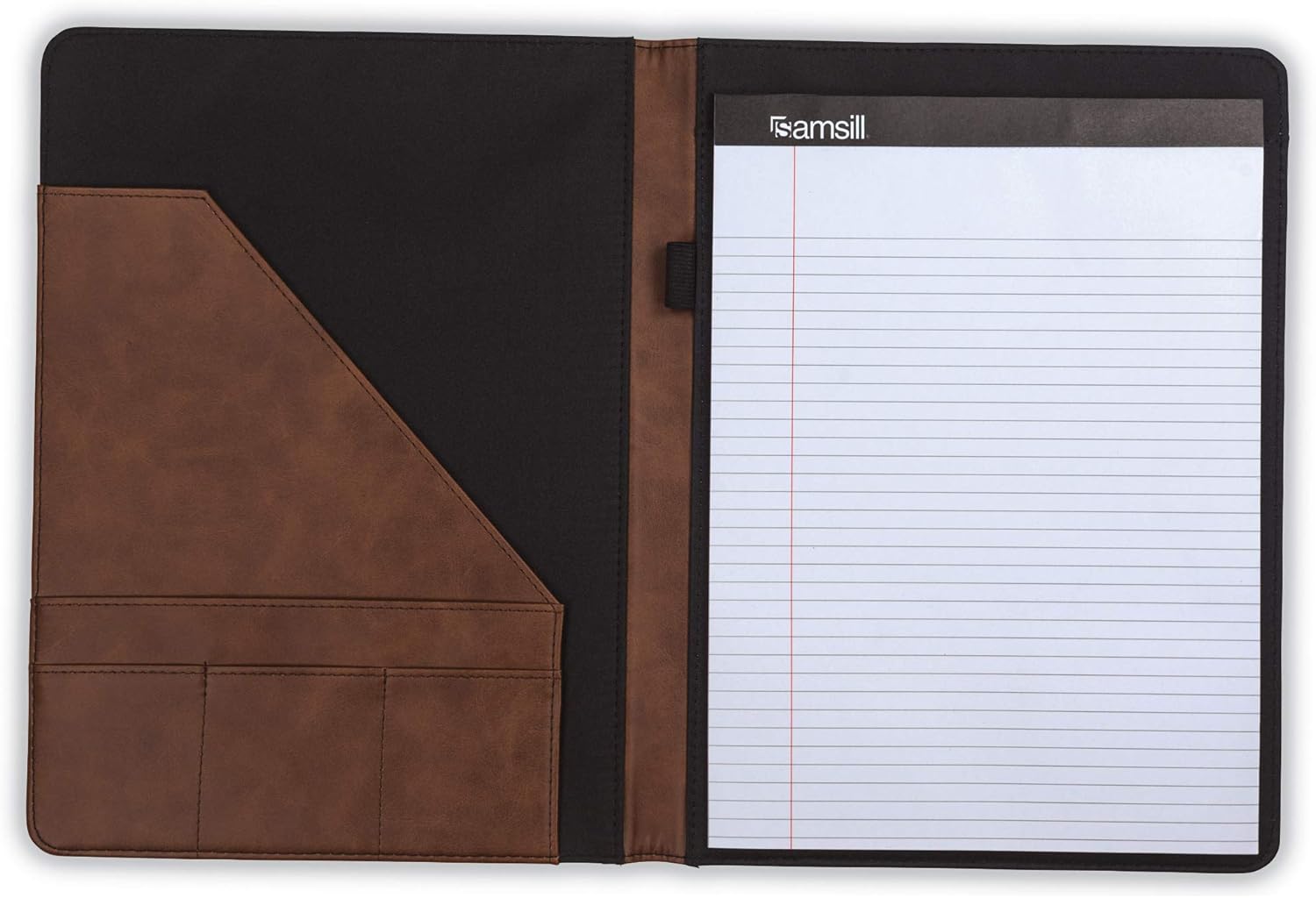 Samsill Portafolio de dos tonos, cartera de currículum, cartera de negocios, con bloc de escritura de 8.5 x 11″, marrón y marrón oscuro