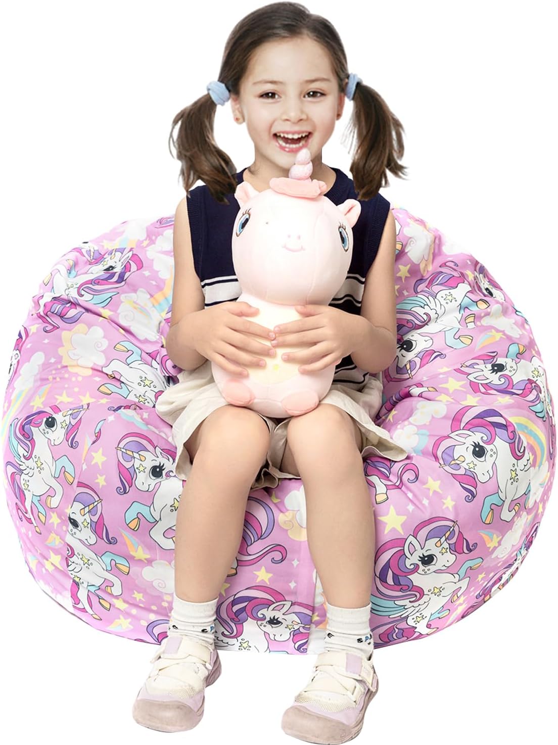 Funda para puf de almacenamiento de animales de peluche, para niños, mantas, toallas, puf (solo funda), sofá de lona con cremallera YKK, tamaño