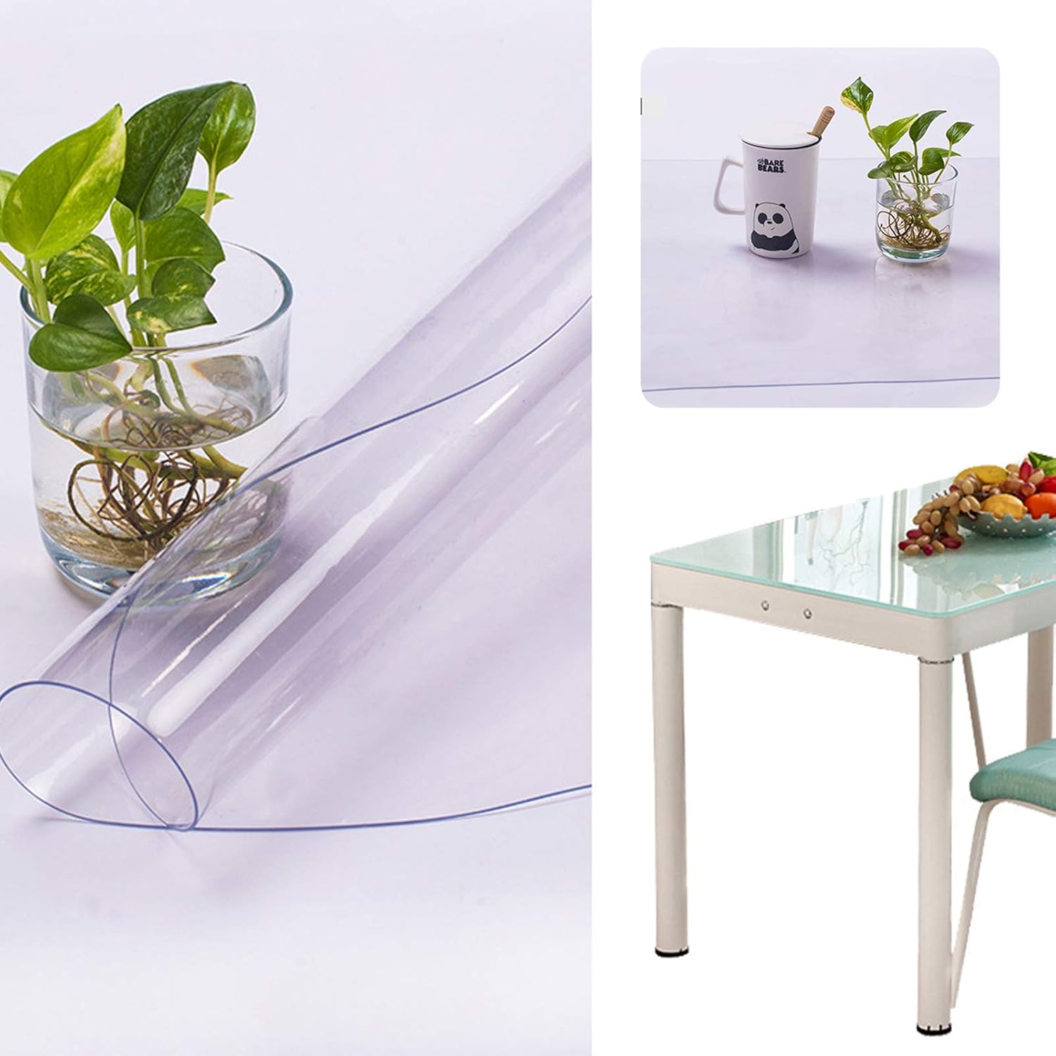Gdrasuya10 Protector de PVC transparente de 43.3 pulgadas, protector de mesa de comedor, resistente al agua y al aceite, protector de mesa