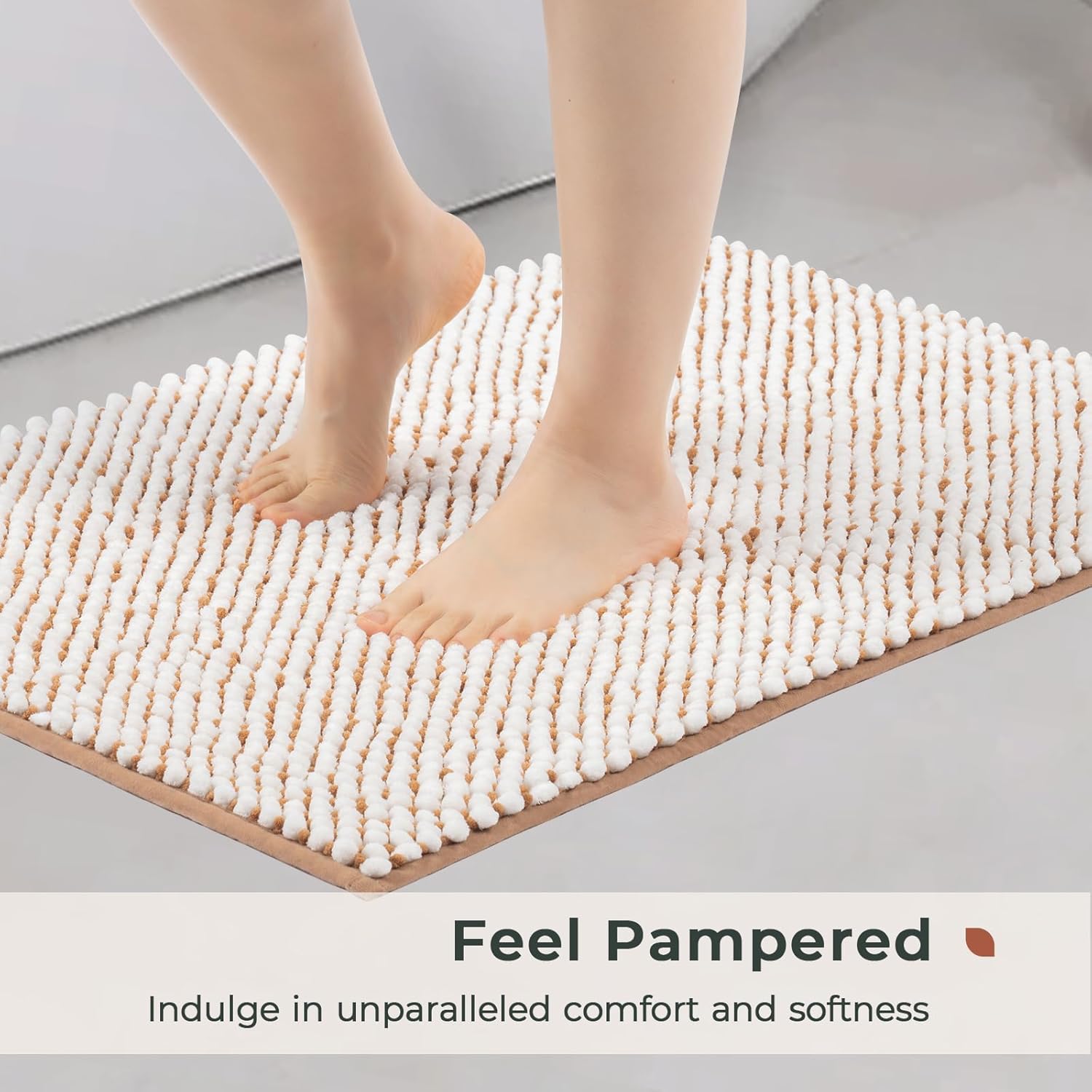 FRESHMINT Juego de 2 alfombras de baño de felpilla de 17 x 24 pulgadas + 20 x 32 pulgadas, antideslizantes, para baño, alfombras de baño
