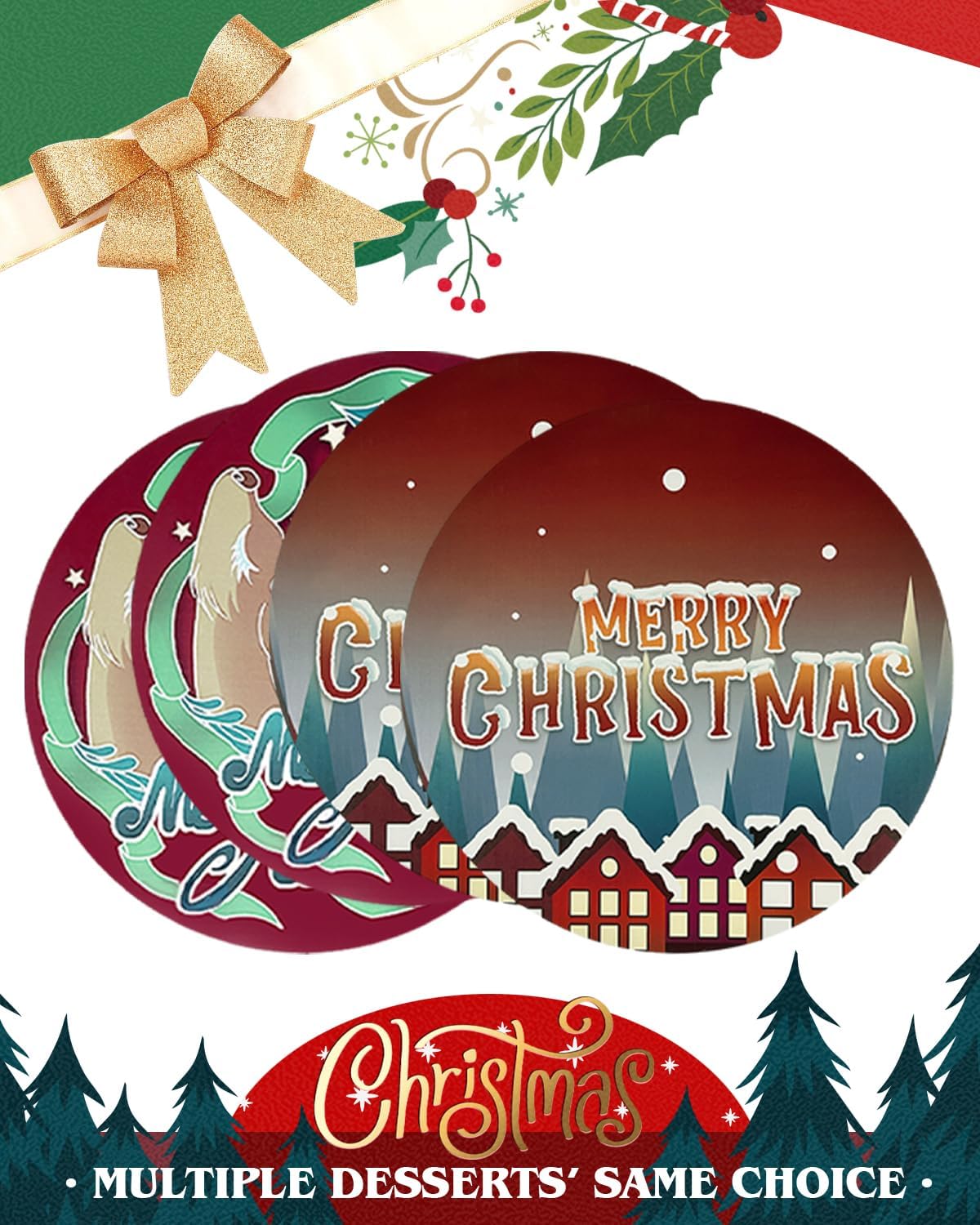 qiqee Tableros redondos para pasteles de Navidad de 6 pulgadas, paquete de 40 unidades, base redonda, placa de cartón de grado alimenticio para