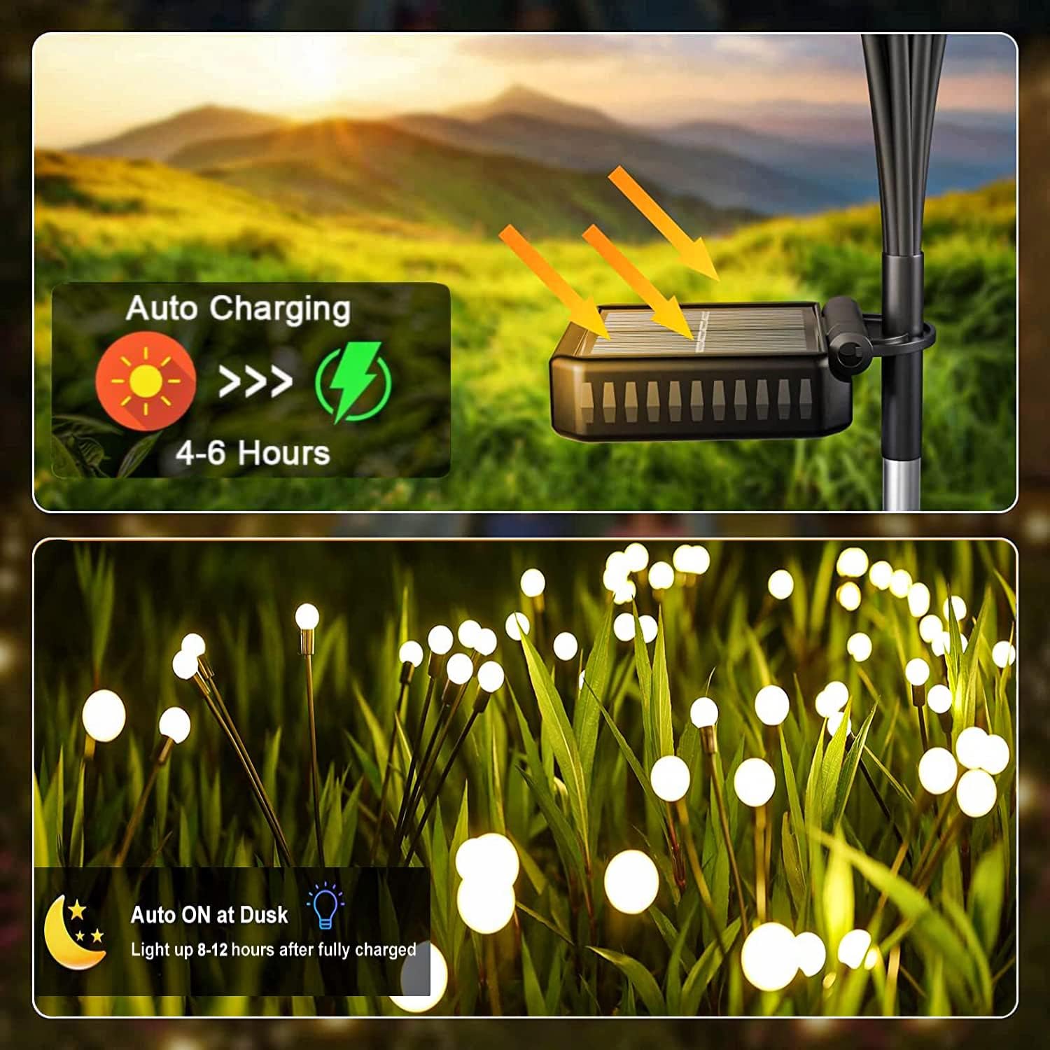 Luces solares para exteriores, luces de luciérnaga de jardín, luces solares de jardín, decoración de hadas impermeables, luces solares para