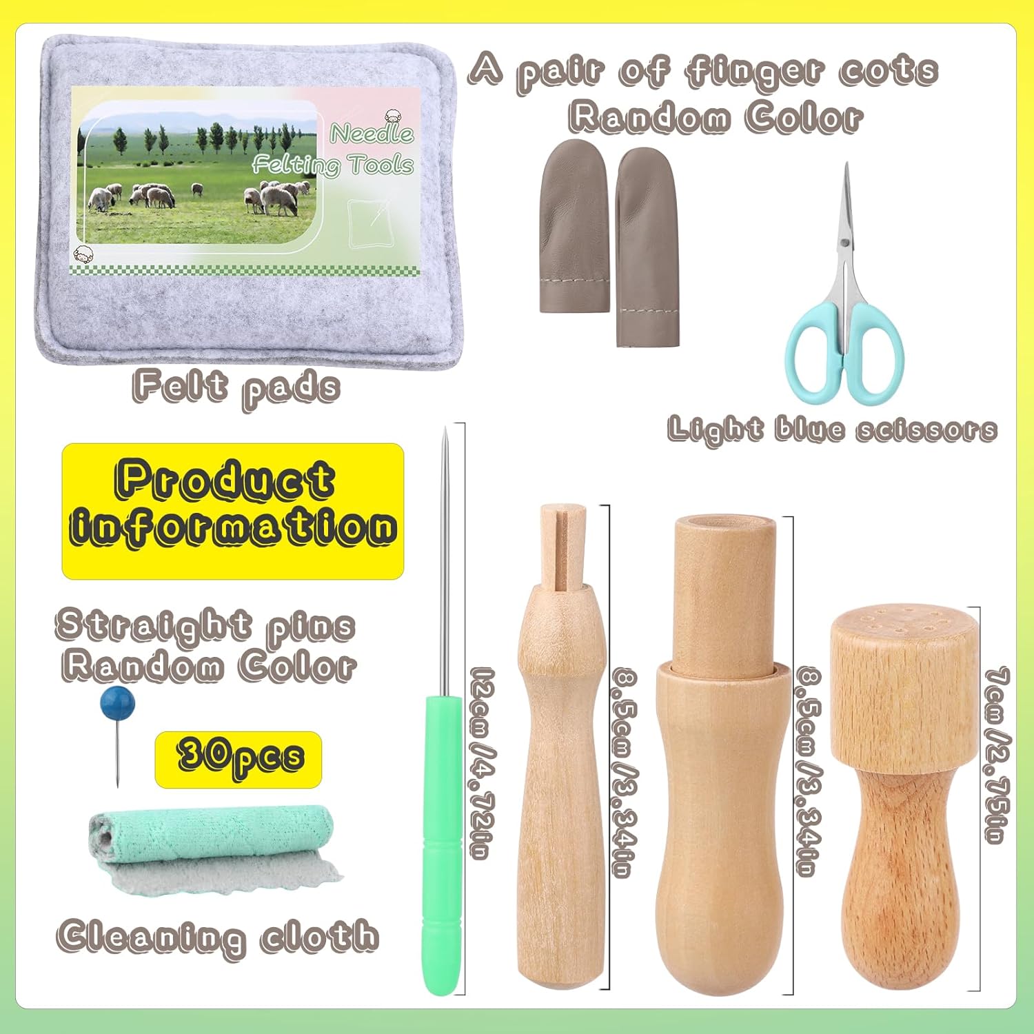 BAGERLA Kit de herramientas de fieltro de agujas de 118 piezas, herramientas de fieltro de lana con 80 agujas, 3 modelos, asas de madera,