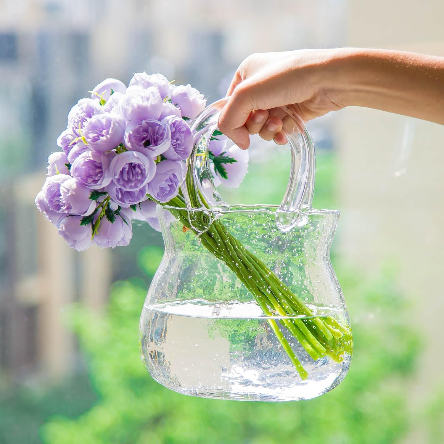 Florero único para centros de mesa, florero estético de cristal para decoración de habitación de flores, bonito jarrón decorativo moderno de vidrio