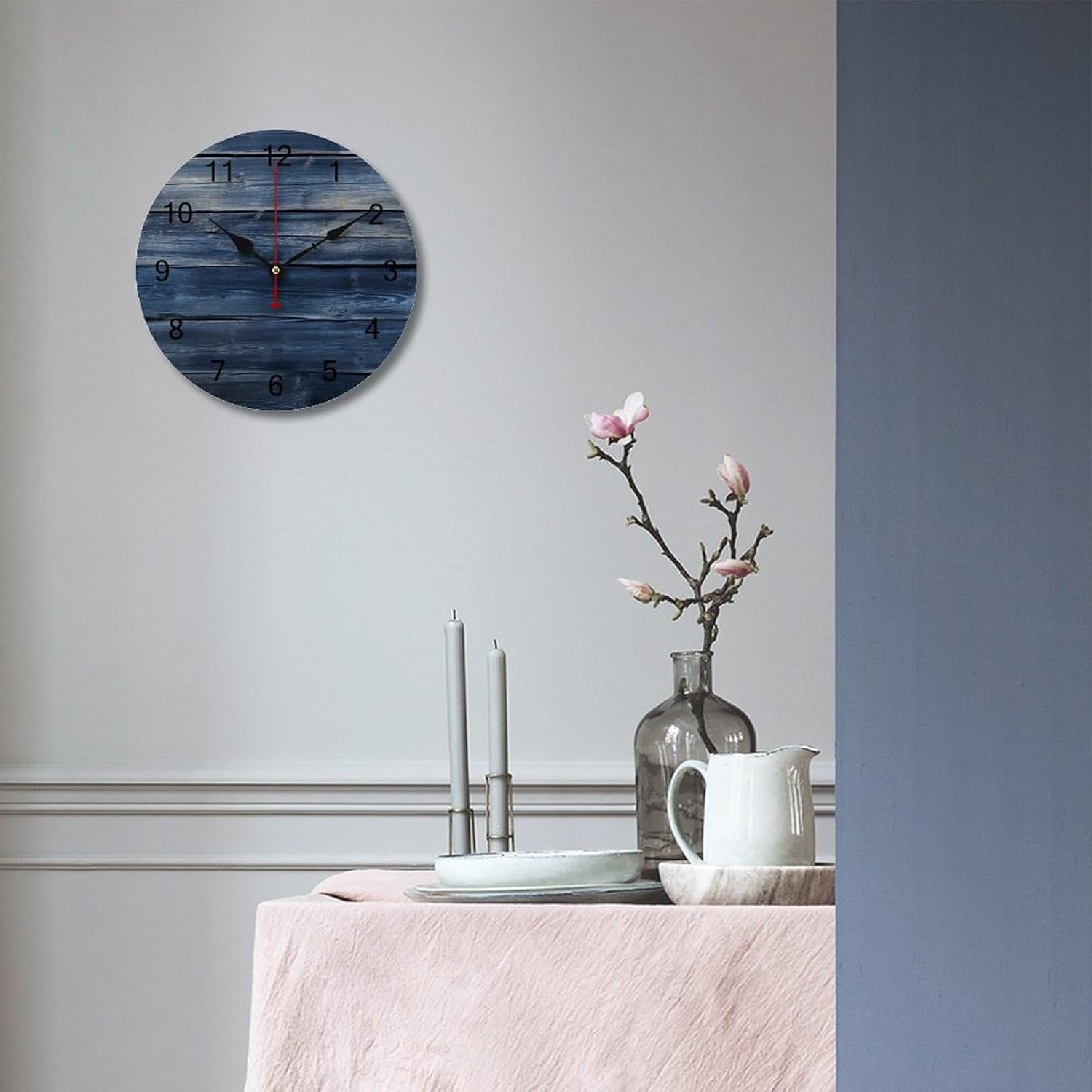 Relojes de pared de 12 pulgadas para sala de estar, reloj de pared silencioso a pilas, reloj de madera rústica de granja, fácil de leer, decoración