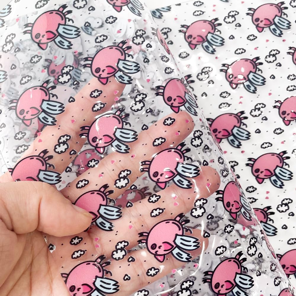 JINR – Lámina de vinilo súper transparente con estampado animal, 12 x 47 pulgadas, rollo de tela de vinilo de PVC con patrón colorido para lazos,