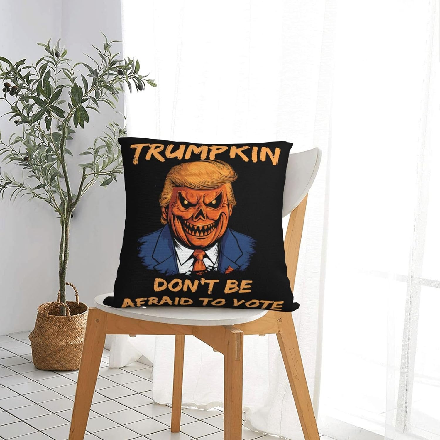 Zombie Donald Trump – Divertida funda de almohada de Halloween para Halloween, diseño de Donald Trump (4) funda de almohada de doble cara de 18 x 18