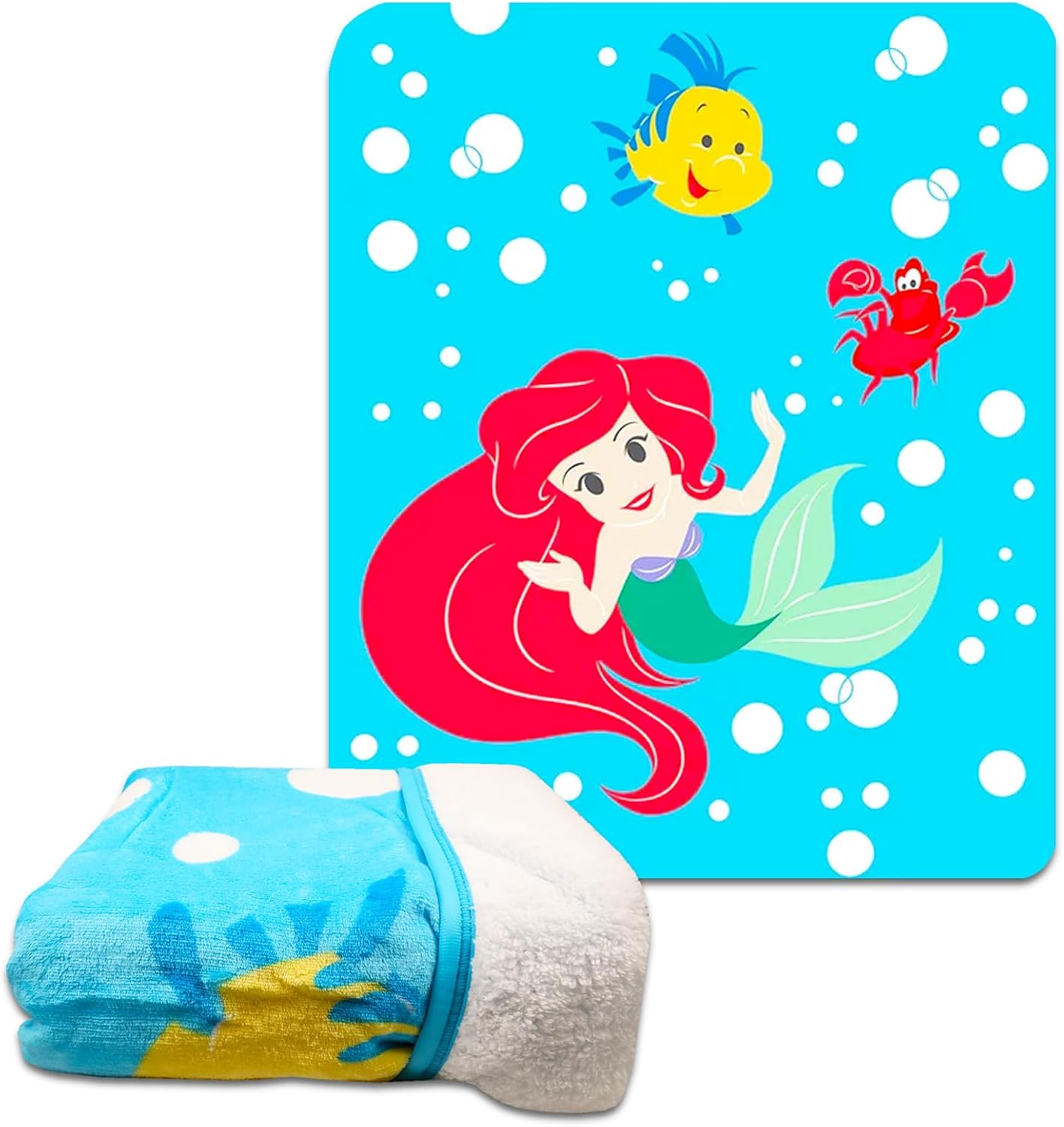 Disney Juego de manta de forro polar de La Sirenita Ariel con calcomanías adicionales y más para bebés, niños pequeños  Manta de forro polar de La