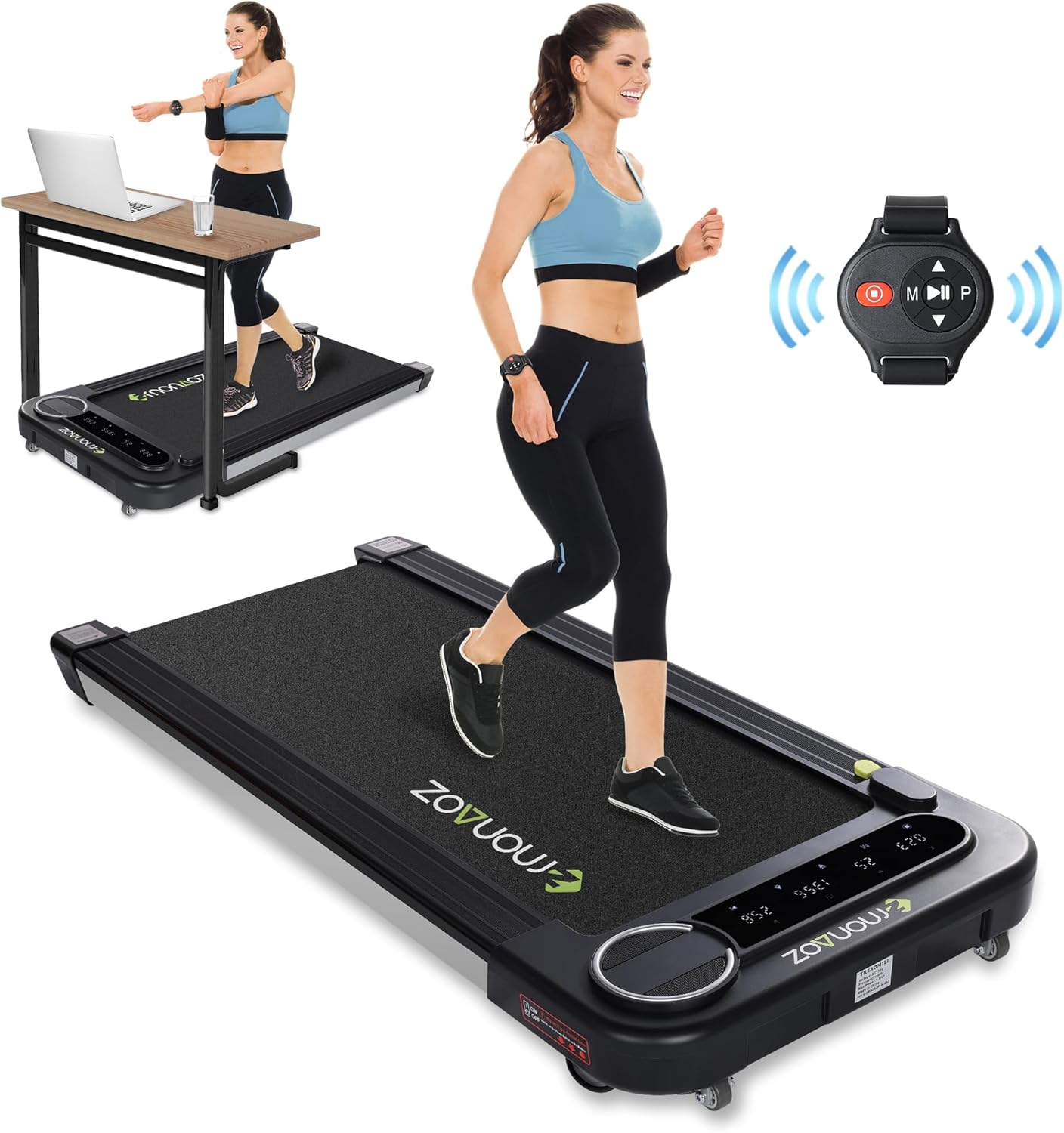 Caminadora 2 en 1 para usar debajo del escritorio, para uso en la oficina en casa con altavoz Bluetooth, 2.5 HP, máquina de correr para correr,