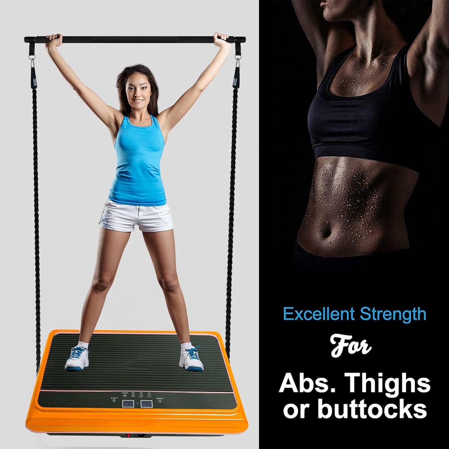 Máquina de ejercicios con placa de vibración, máquina de plataforma de vibración de cuerpo entero con bandas de resistencia de barra de pilates para