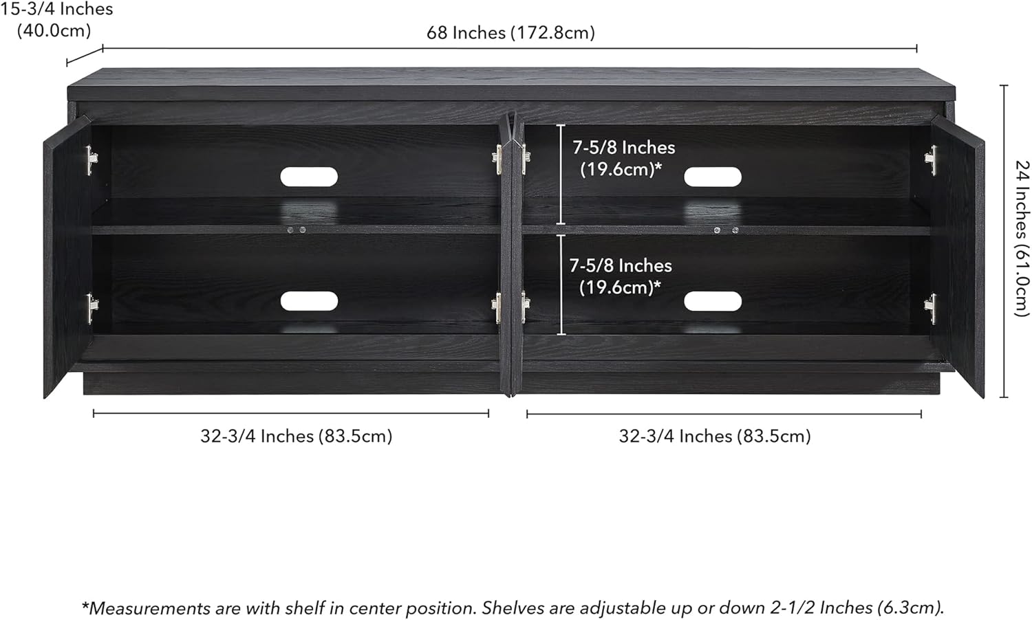 Henn&Hart Presque – Soporte para TV, 68 pulgadas de ancho, color negro