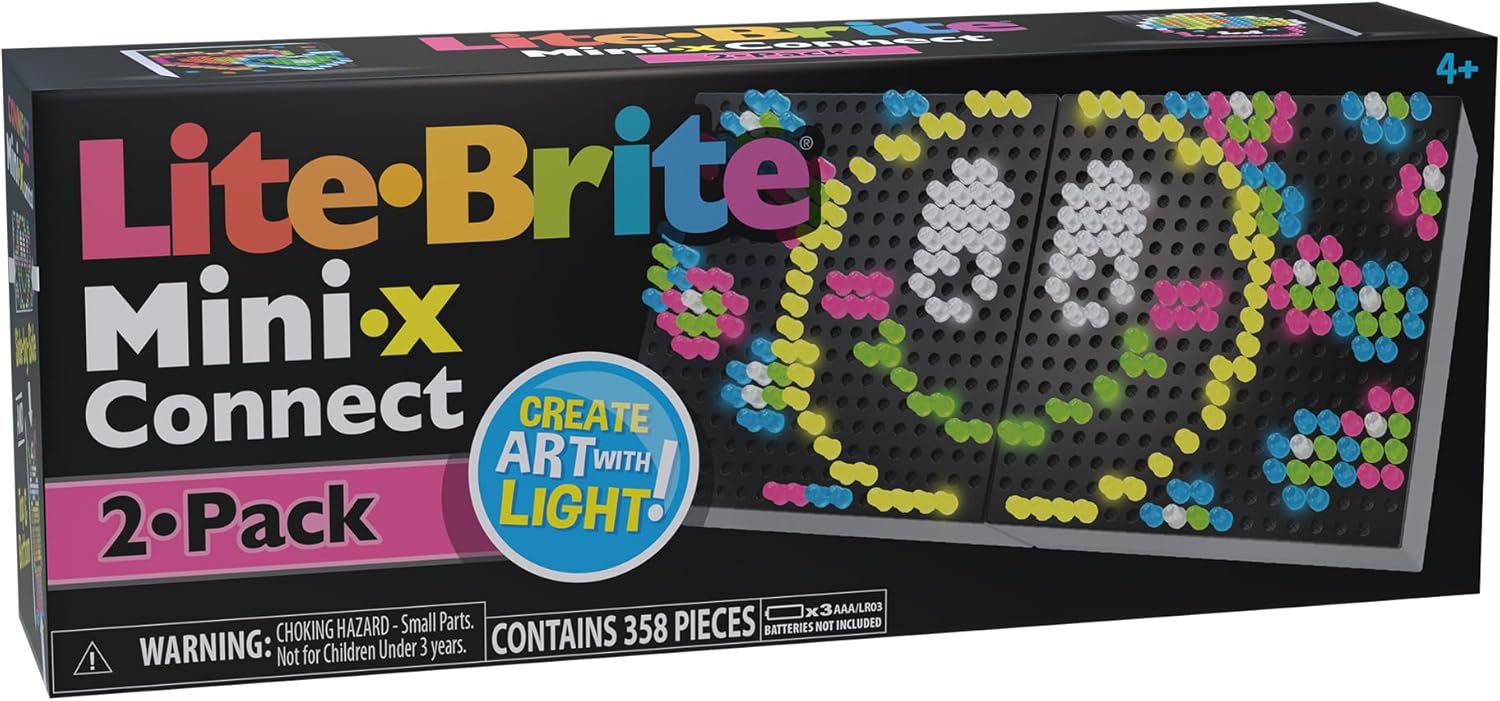 Lite Brite Mini-X Connect – Paquete de 2  Crea arte ligero con clavijas, juguete de arte creativo para niñas, niños, unisex, niños pequeños, a