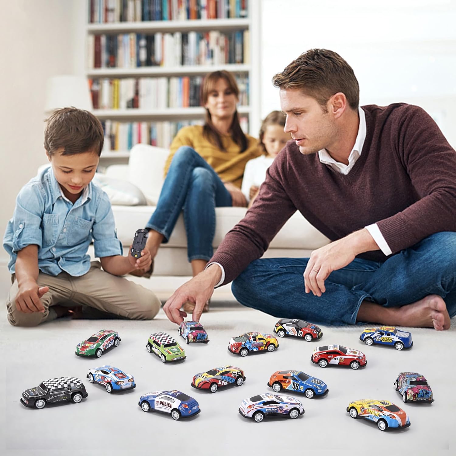Juego de 15 piezas de autos de carreras de juguete de juguete, 3 pulgadas, de aleación de metal, fundidos a presión a presión a presión para niños