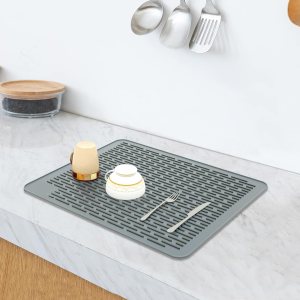 Tapete de secado de silicona, 18 x 16 pulgadas, tapete escurridor de platos grande para encimera de cocina, soporte para ollas calientes resistente Tapete de secado de silicona, 18 x 16 pulgadas, tapete escurridor de platos grande para encimera de cocina, soporte para ollas calientes resistente