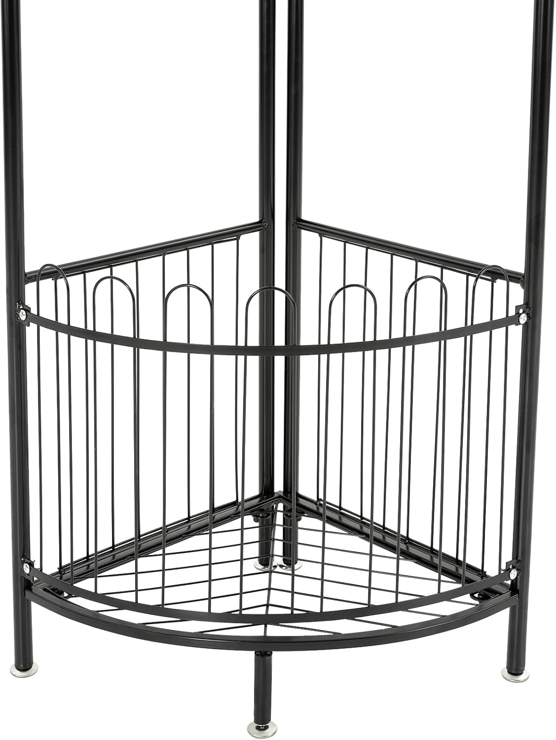 Perchero esquinero con almacenamiento y 6 ganchos de metal, soporte de esquina multifuncional para entrada o dormitorio con almohadillas redondas