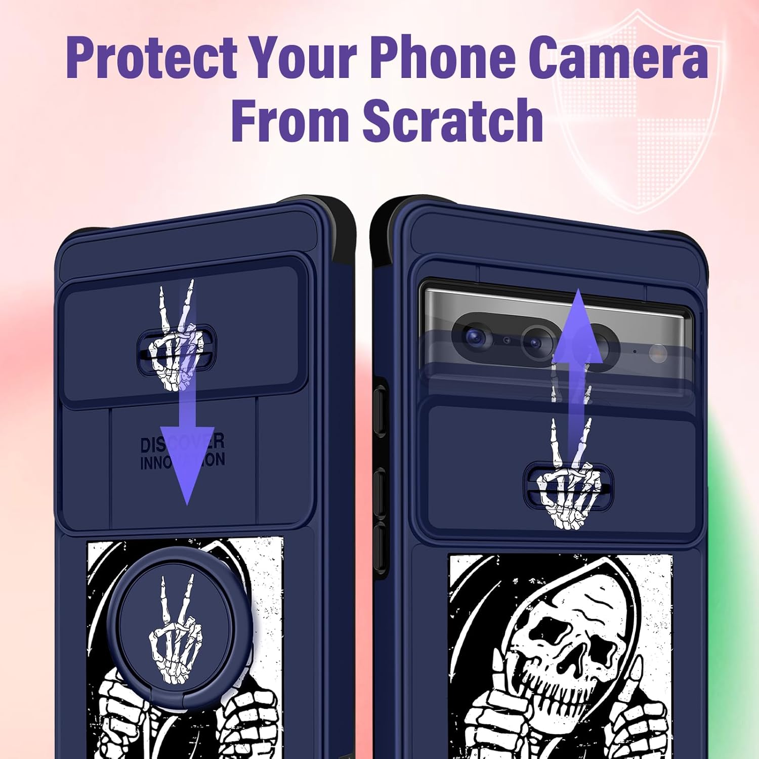 Funda 2 en 1 para Google Pixel 7 Pro para linda funda de teléfono con calavera de esqueleto, divertido y aterrador, diseño de terror gótico