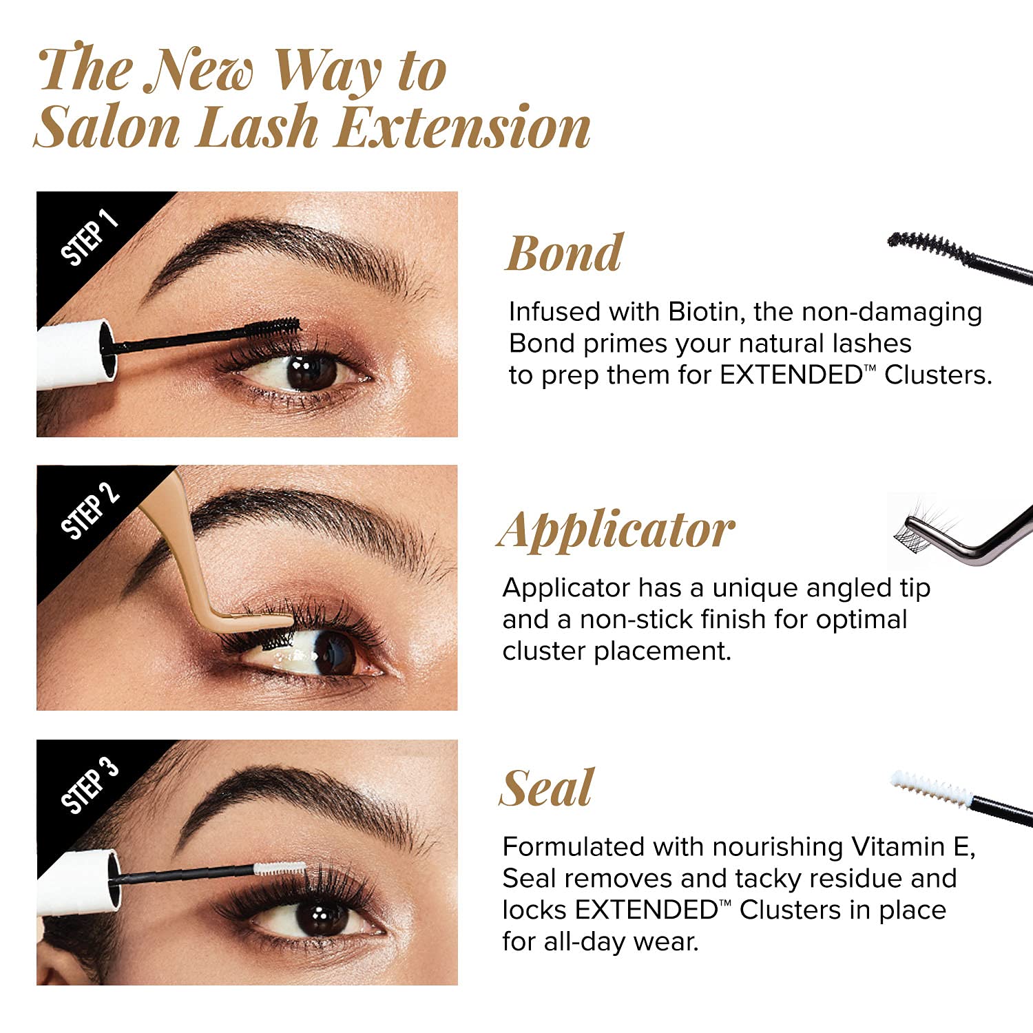VLuxe by iEnvy Extended Collection Extensión de pestañas para uso diario, larga duración, infalible y libre de manchas