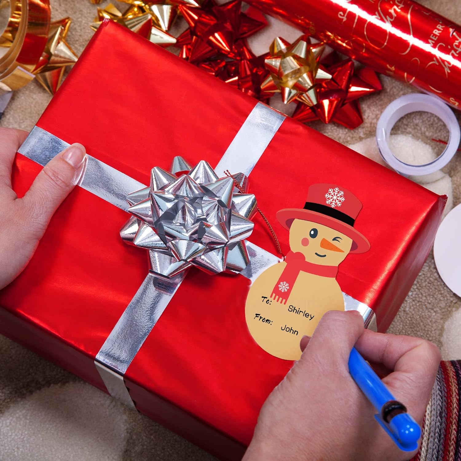400 calcomanías de Navidad con patrón de muñeco de nieve diseñado para con calcomanías, etiquetas de regalo de Navidad, etiquetas de muñeco de nieve