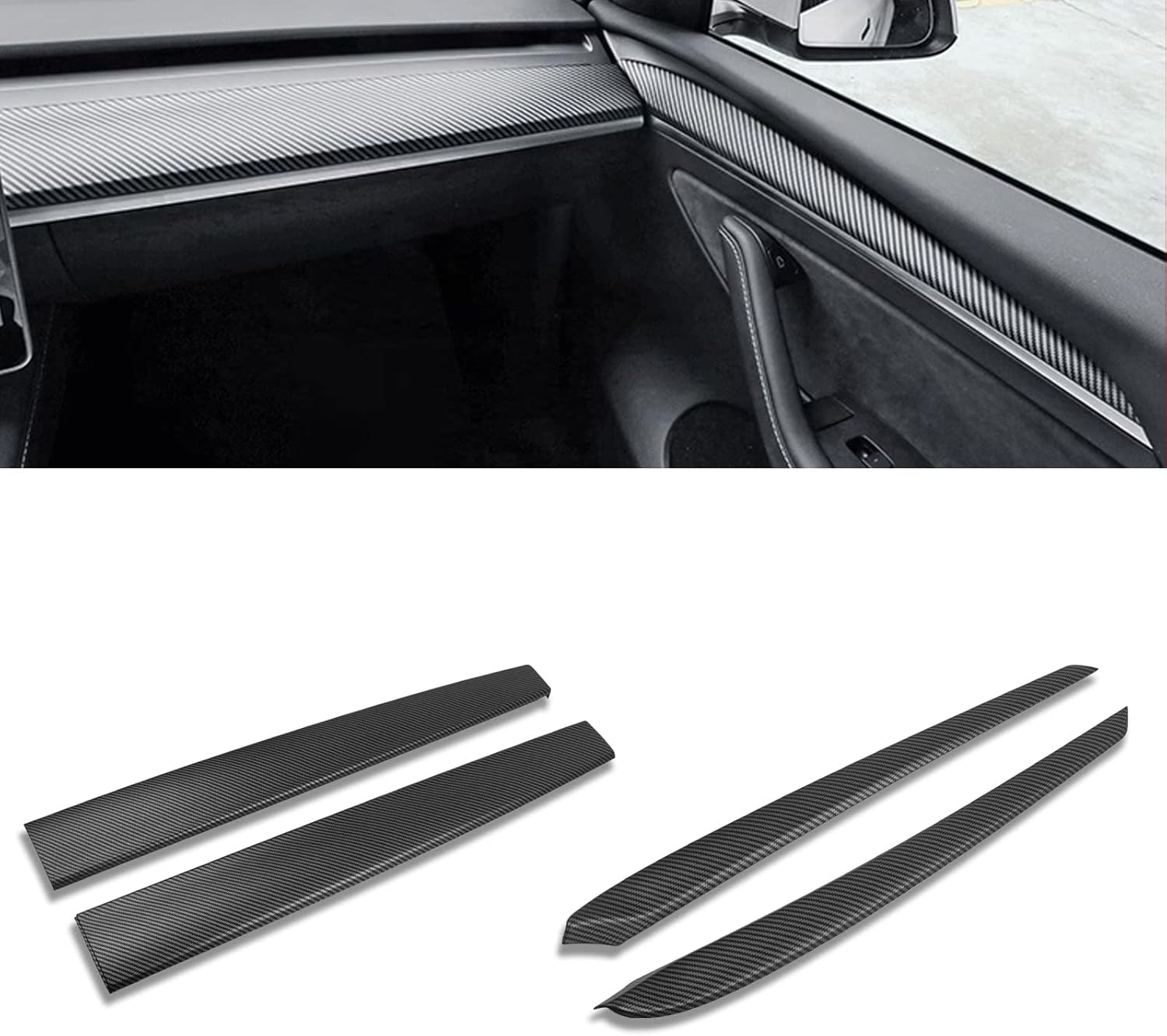 Xotic Tech Set – Kit combinado de panel de tablero interior + cubierta de moldura de puerta, patrón de fibra de carbono mate, compatible con Tesla