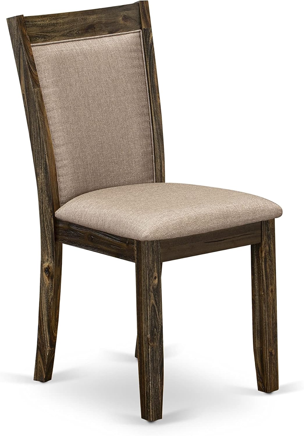 East West Furniture Monza Parson – Juego de 2 sillas acolchadas de tela de lino color caqui oscuro, estilo jacobeo envejecido