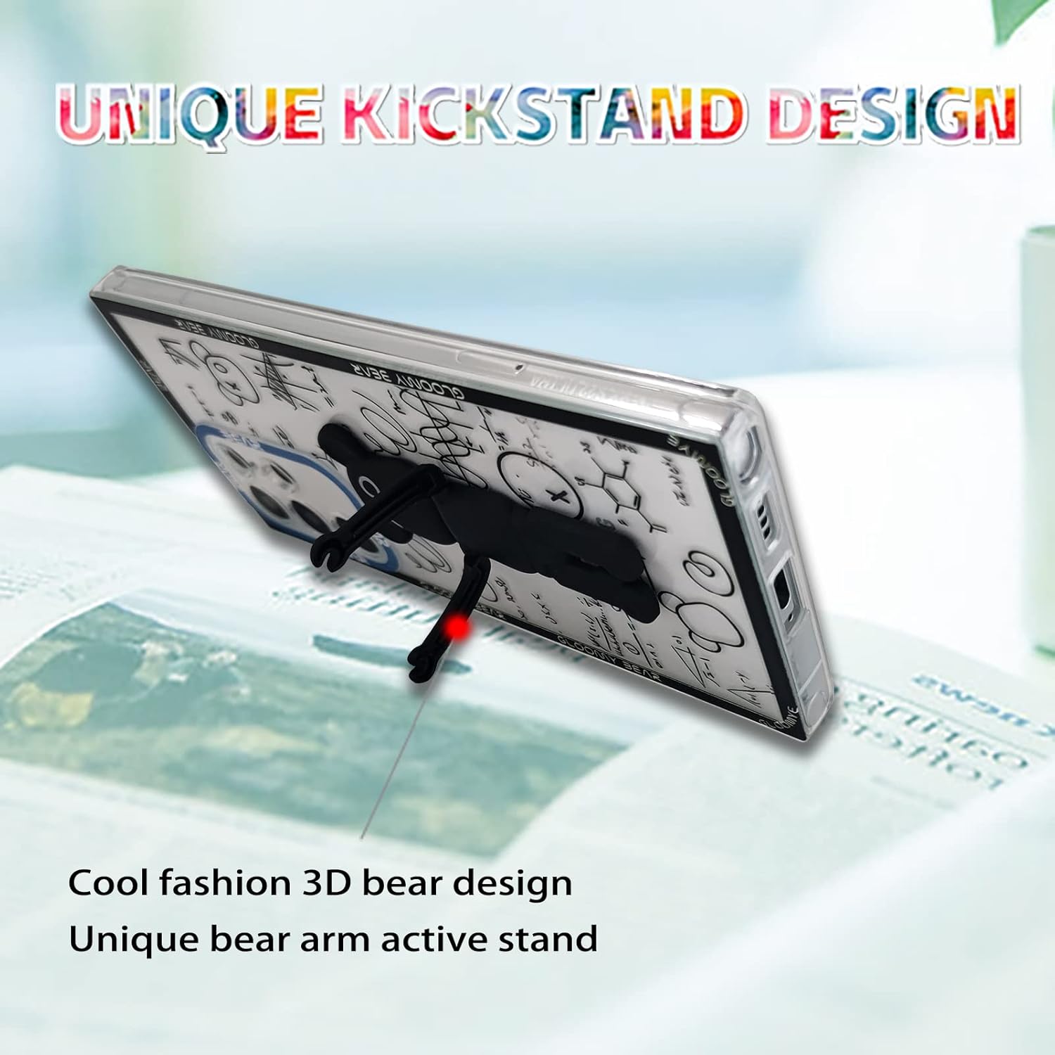 DOWINTIGER Funda compatible con Samsung Galaxy A03S A02S  Cool Designer 3D Bear con diseño de soporte para niños y hombres, moda urbana, suave,