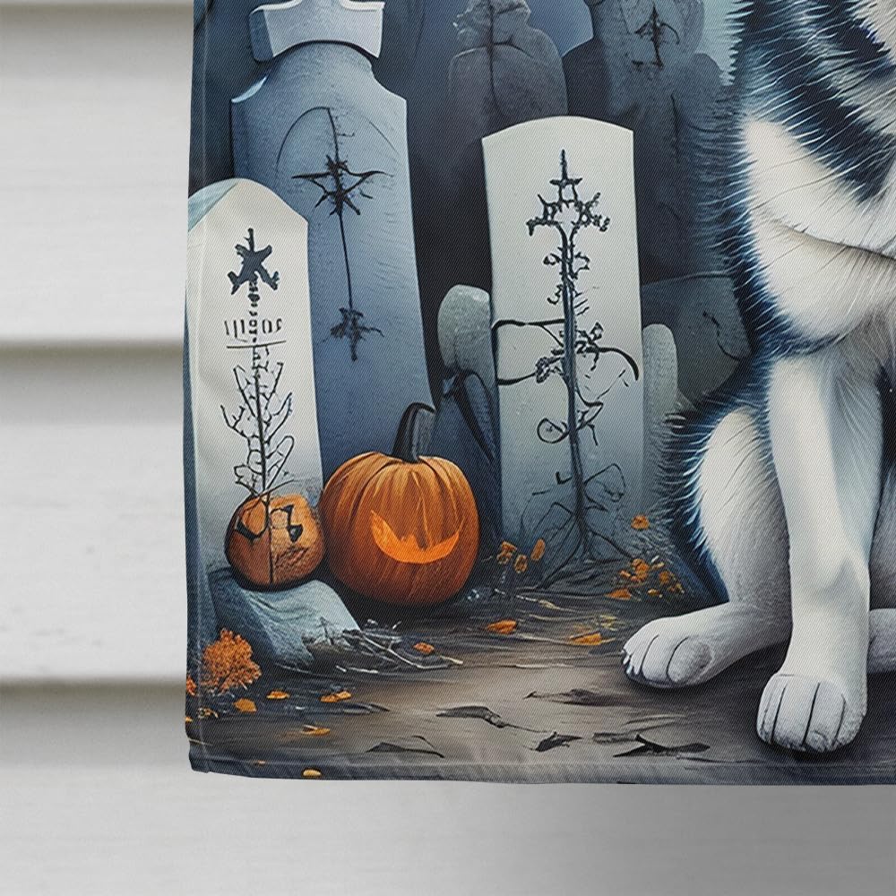 Caroline’s Treasures DAC2055CHF Siberian Husky Spooky Halloween House Flag Large Porch Sleeve Pole Decorative Outside Yard Banner Artwork Wall