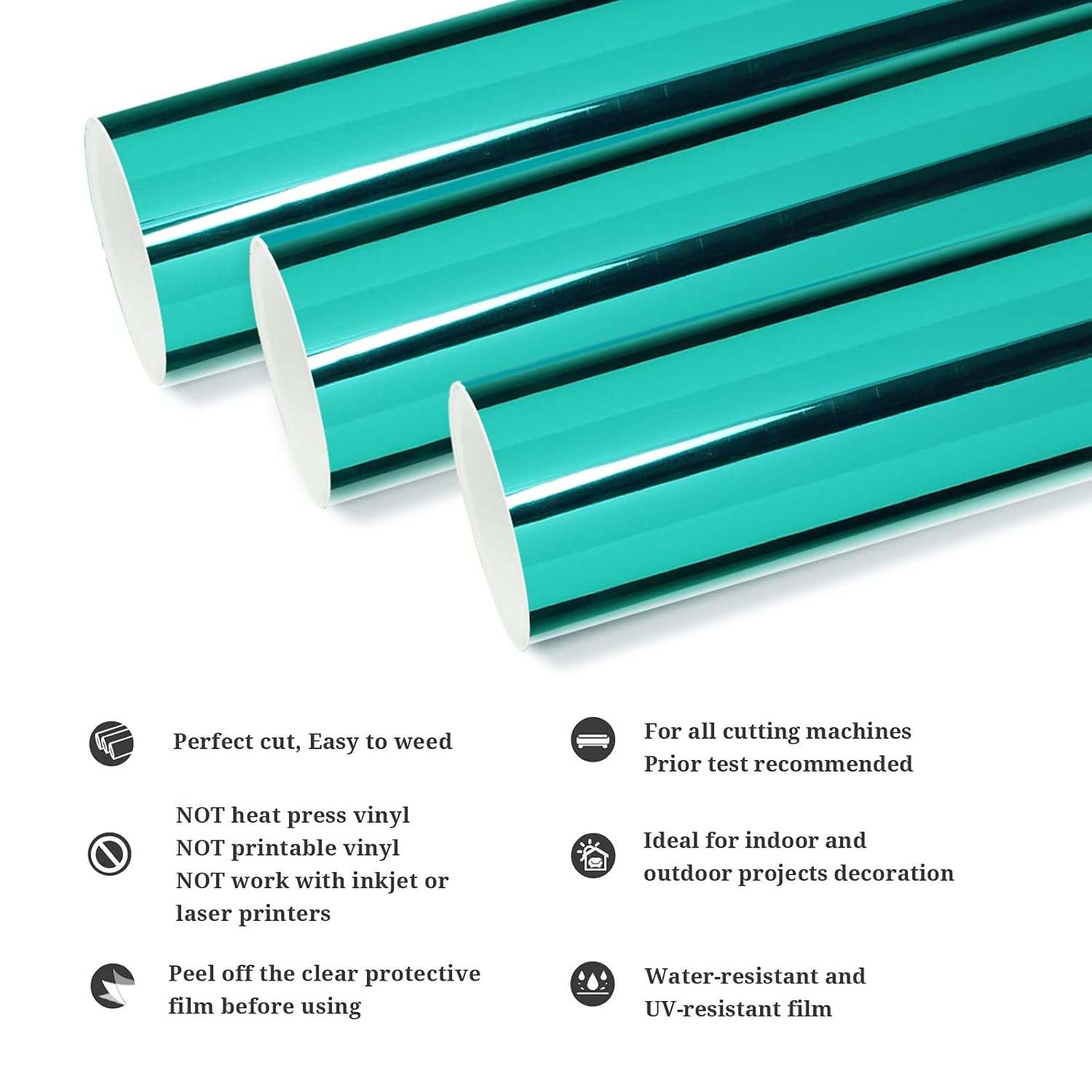 TECKWRAP Vinilo adhesivo cromado verde menta para manualidades, 12 pulgadas x 10 pies
