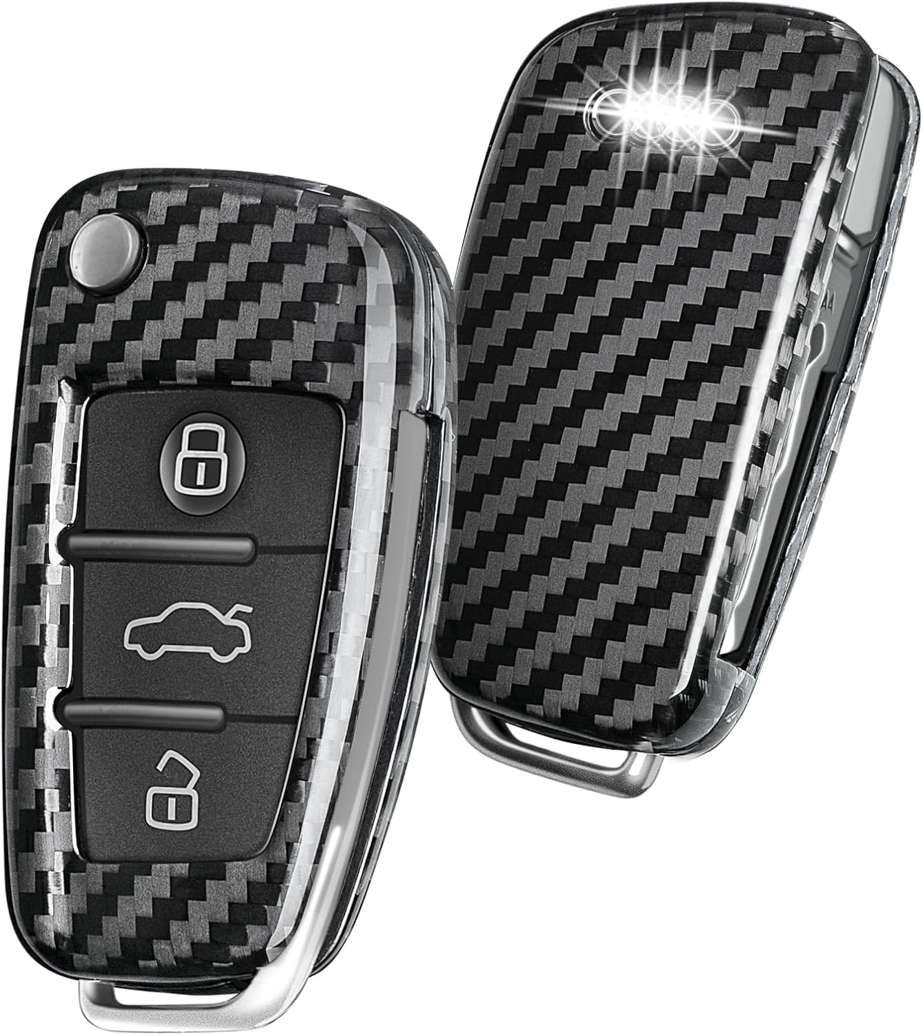 T-carbon – Funda de fibra de carbono real para llavero con cordón, funda protectora para llave T-carbon para Audi A1 A3 A4 A6 A8 Quattro Q2 Q7 R8