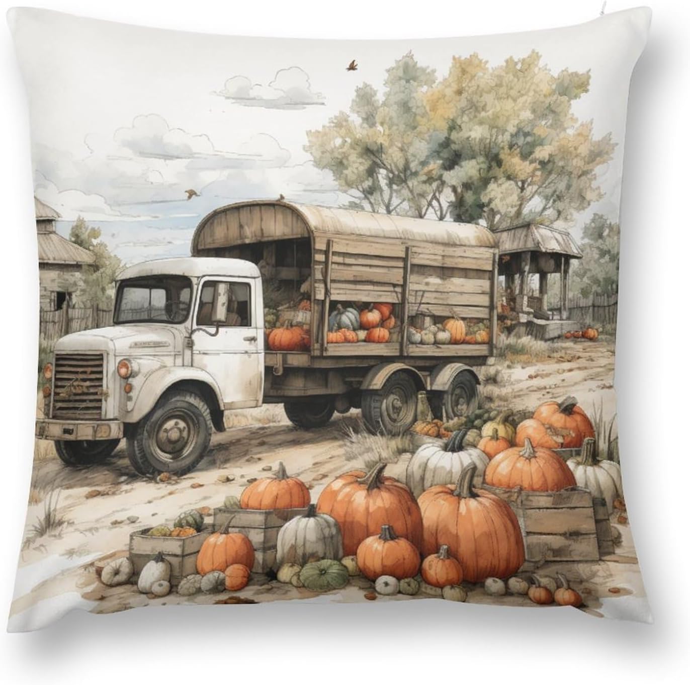 Fundas de almohada cuadradas suaves y cuadradas con parches de calabaza para sofá de 26 x 26 pulgadas, cosecha de otoño, Acción de Gracias, cojines