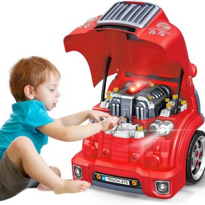 You And I Hooray Juego de mecánico para niños, herramienta de motor de juguete, estación de camión, juego con luces y sonidos desmontables, camión, You And I Hooray Juego de mecánico para niños, herramienta de motor de juguete, estación de camión, juego con luces y sonidos desmontables, camión,