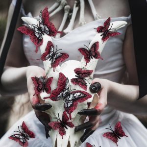 Halloween 3D 1224 calcomanías de pared de mariposa esqueleto, decoración de sala de estar, decoración de ventana de dormitorio interior (12 Halloween 3D 1224 calcomanías de pared de mariposa esqueleto, decoración de sala de estar, decoración de ventana de dormitorio interior (12