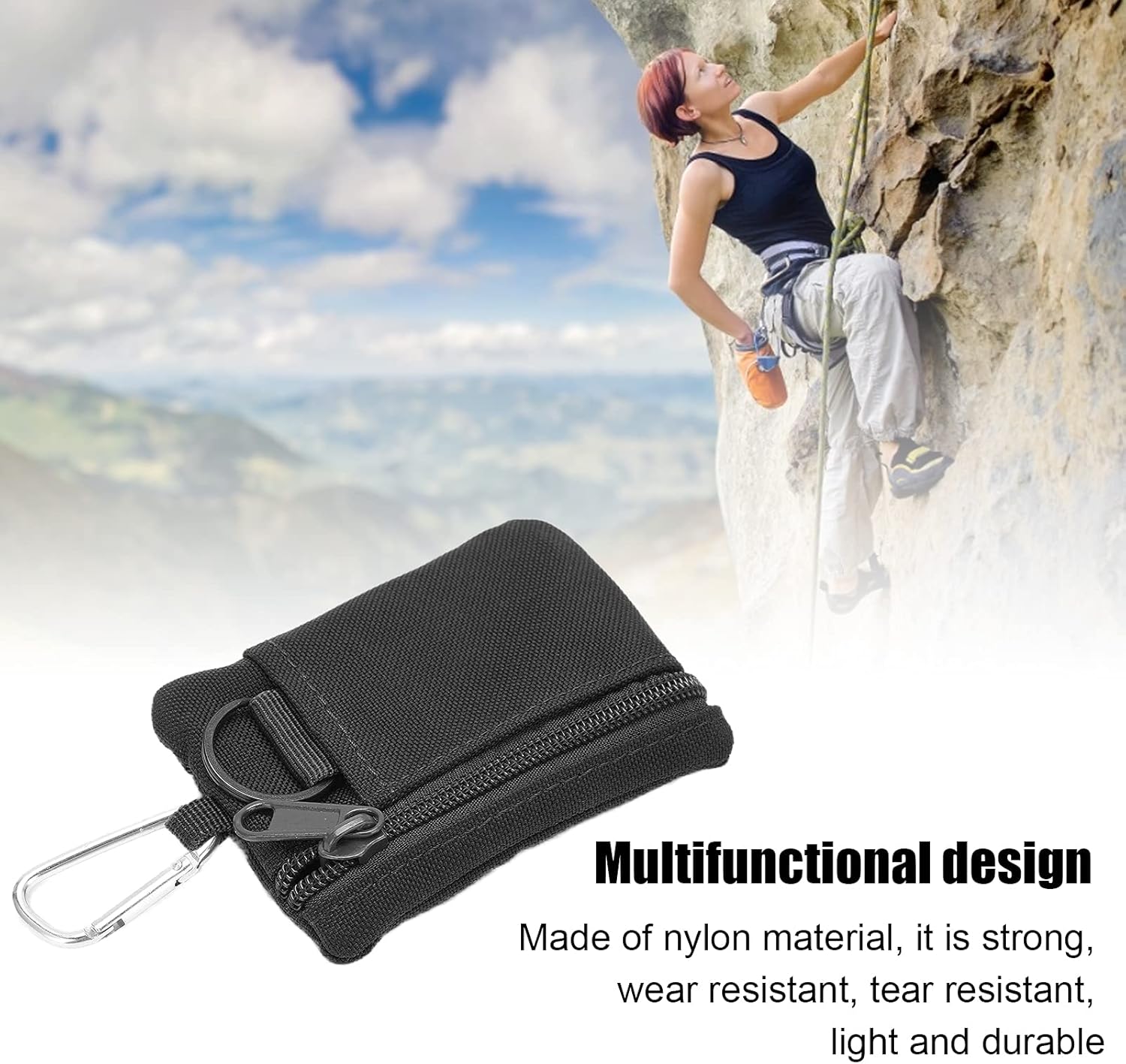 FILFEEL Molle – Bolsa con mosquetón, bolsa Molle EDC al aire libre, mini funda portátil para tarjetas de llaves, bolsa EDC, monedero, mochila de