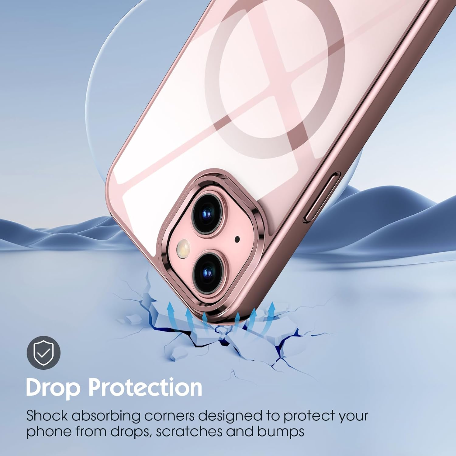 zelaxy Compatible con iPhone 15, funda magnética de lujo con borde galvanizado, transparente, carcasa dura, nunca amarilla, funda protectora para