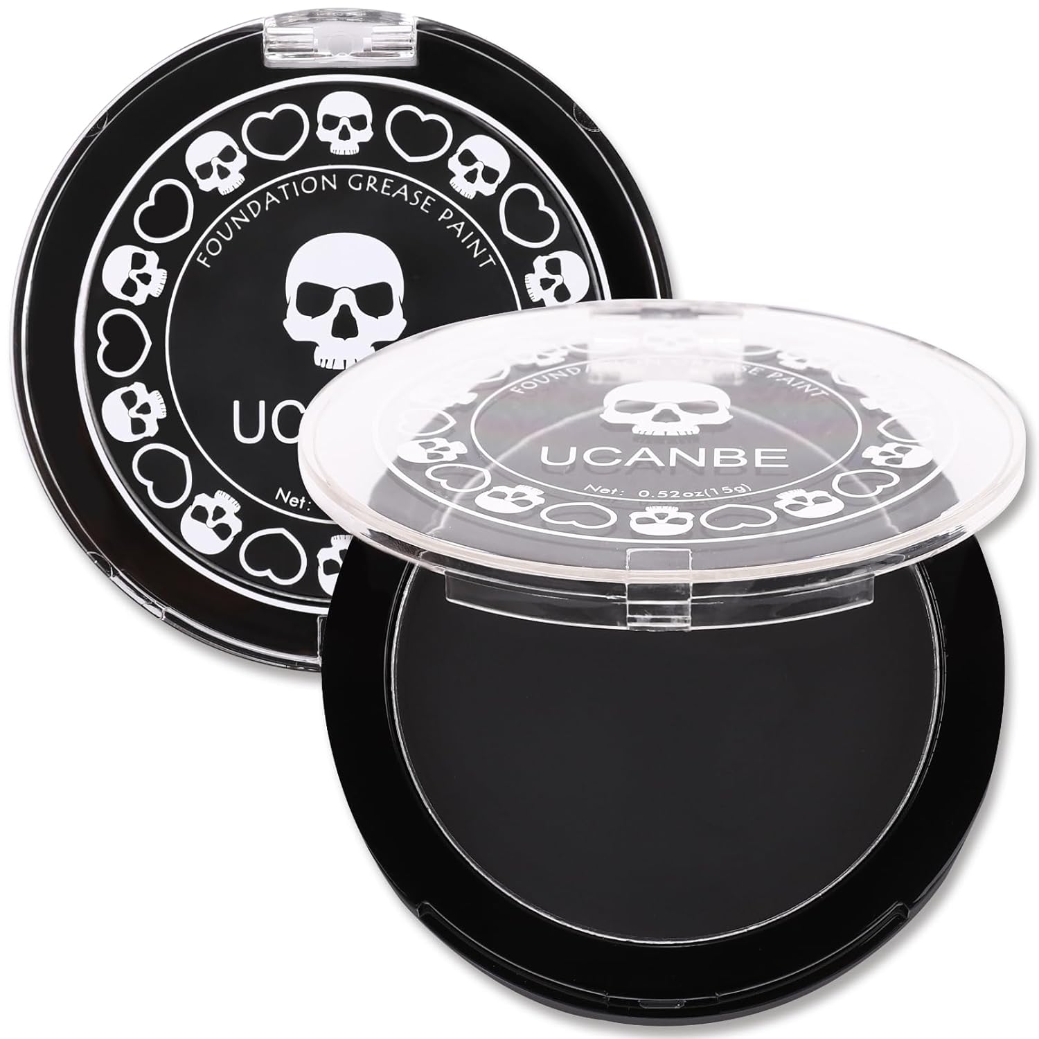 UCANBE Base de maquillaje facial y corporal en crema negra, pintura de grasa profesional no tóxica, paleta de pintura facial para Halloween para