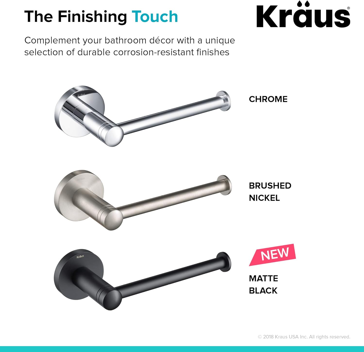 KRAUS Elie KEA-18829MB – Soporte para papel higiénico, acabado negro mate, color negro