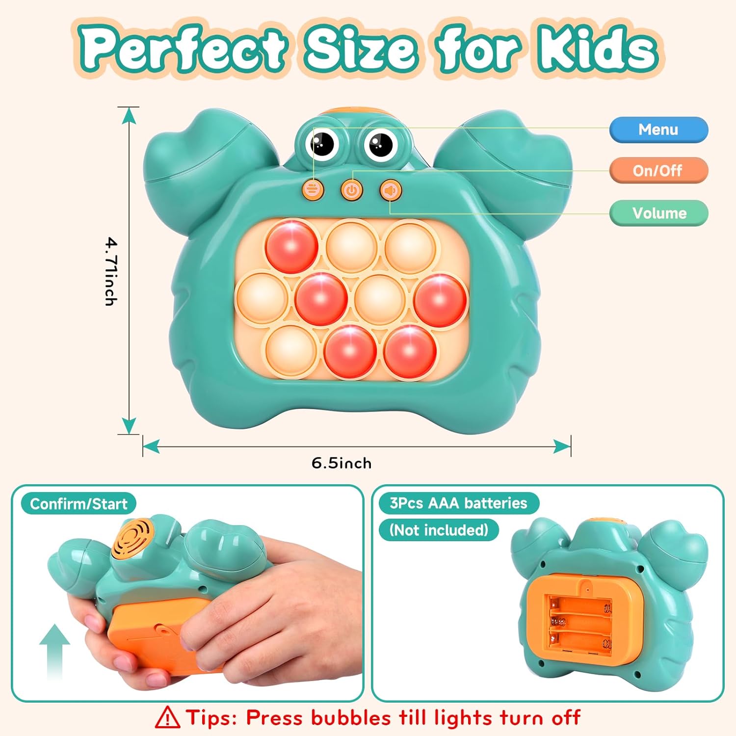 Juego de burbujas de empuje rápido para niños y adultos, juguetes de empuje rápido con sonido y luz, juguete sensorial para niños de 8 a 12 años,