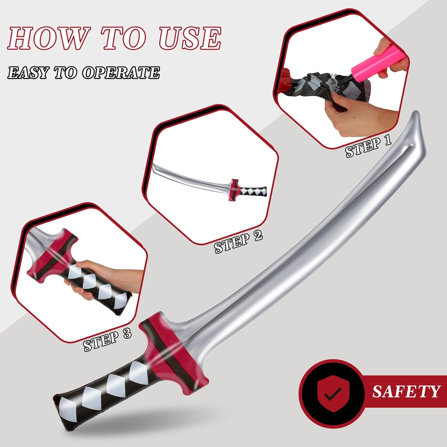 Whaline 16 espadas inflables de Ninja Samurái, espadas ninja infladas, espada Katana inflada, accesorios de disfraz para recuerdos de fiesta,