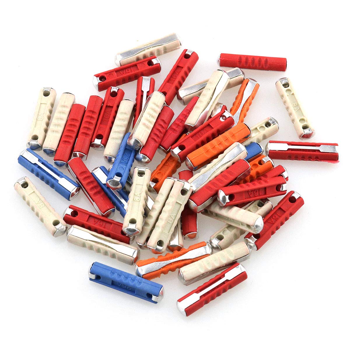Fusible de coche 50 piezas 5A 8A 16A 25A Amp Fusibles automotrices europeos Torpedo Bullet Classic Fusibles para coche clásico de estilo antiguo
