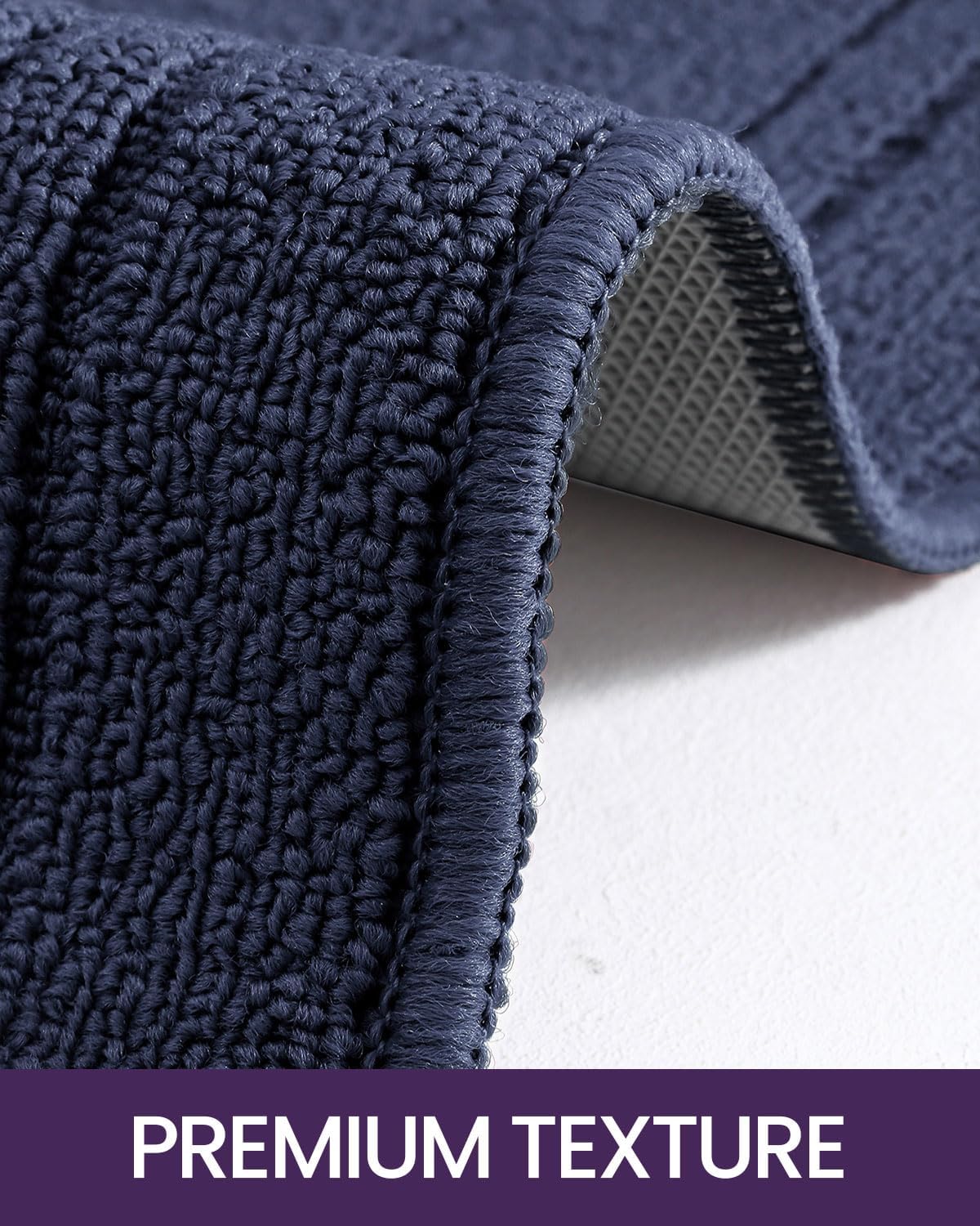 DEXI Tapete de cocina de medio círculo, lavable para fregadero, esquina de interior, 23.5 x 35.5 pulgadas, color azul
