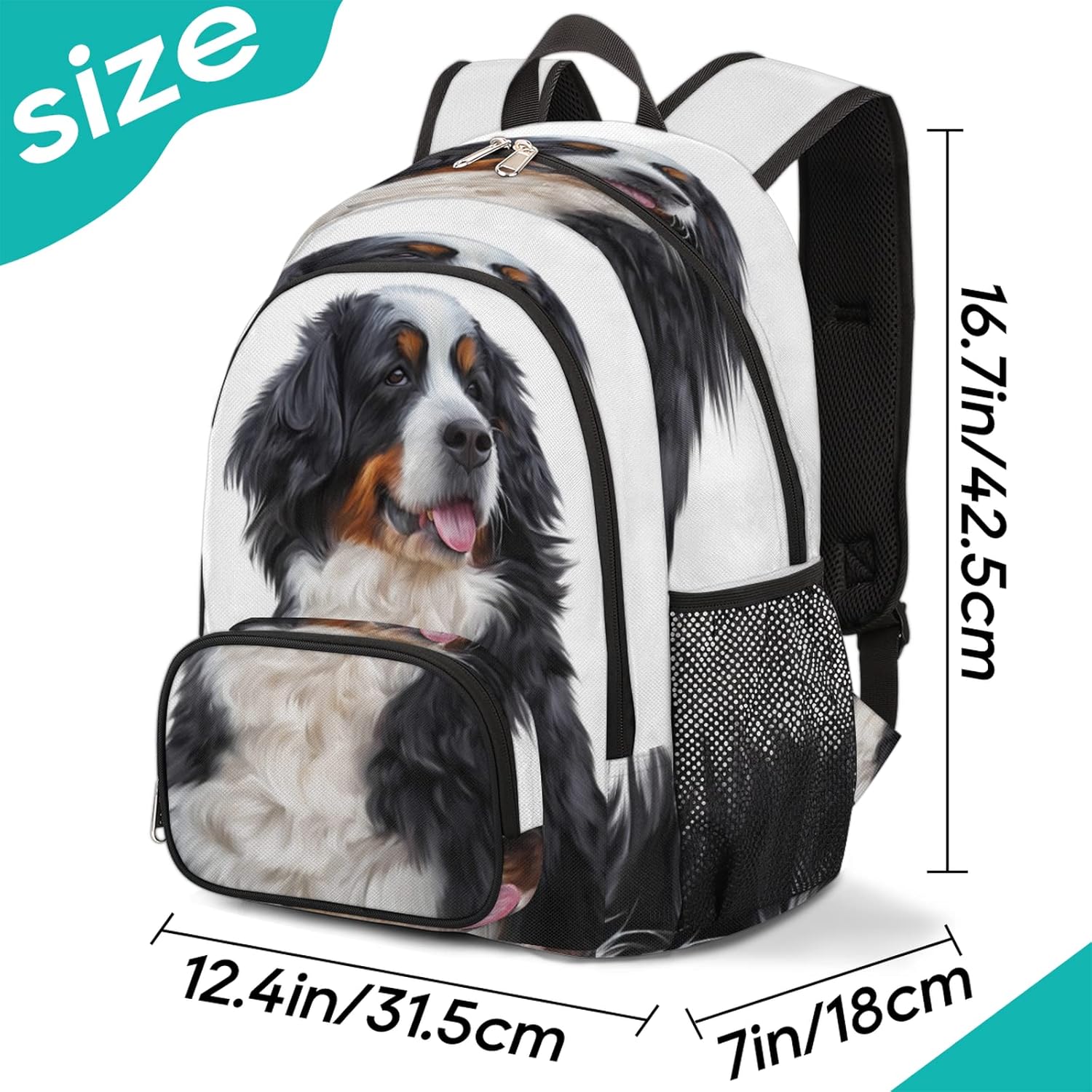 Linda mochila escolar para perros de montaña bernés, mochila escolar para adolescentes, niñas, niños, mochila escolar para computadora de hombro,