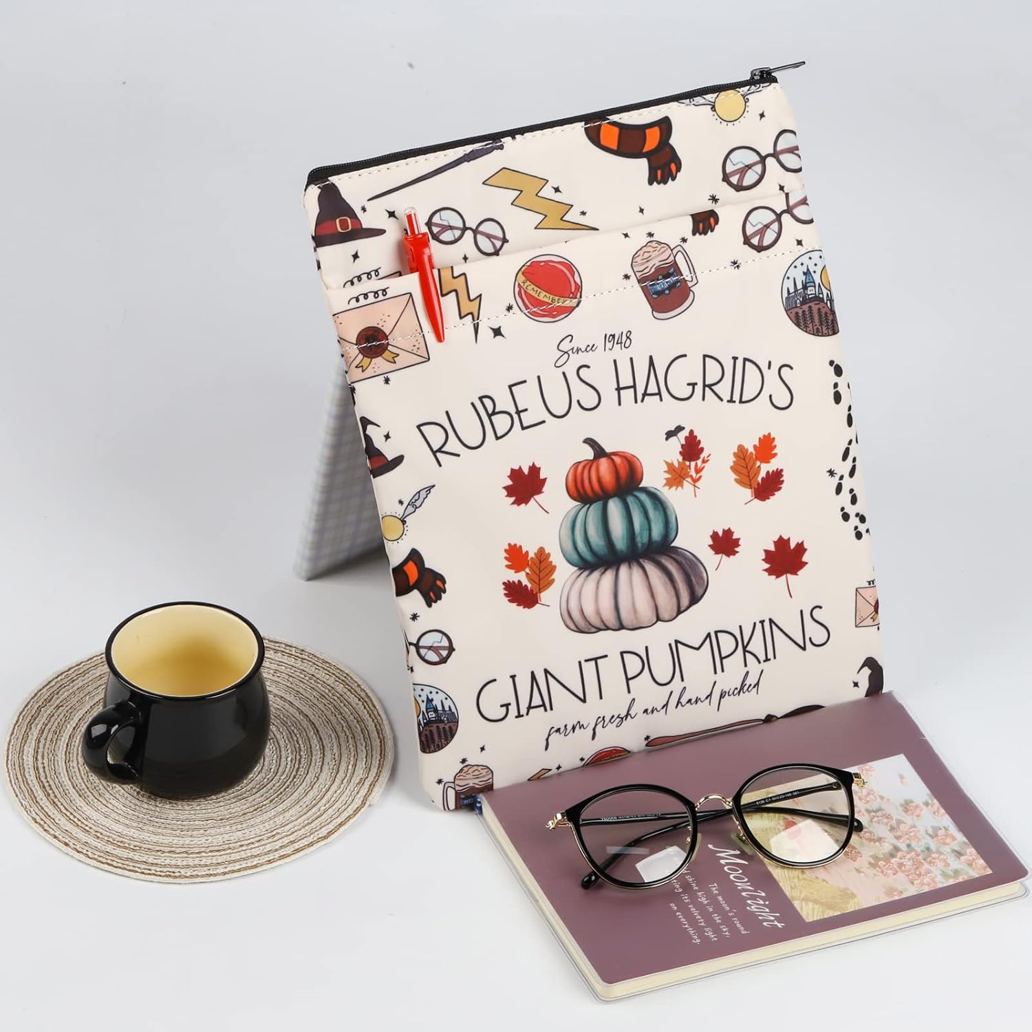 BLUPARK HP Inspired Book Sleeve HP Potter Regalos Amantes de los libros Fundas de libro para libros de tapa blanda Potter Merch Regalo, Blanco