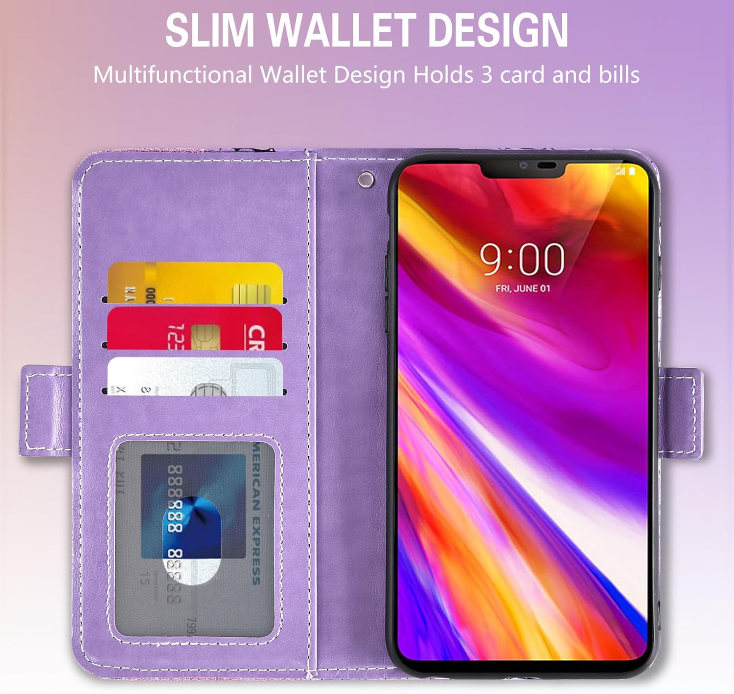 Asuwish Funda de teléfono para LG G7 ThinQ Funda tipo cartera con protector de pantalla y tarjetero abatible Bling Glitter Cell LGG7 One G 7 Plus