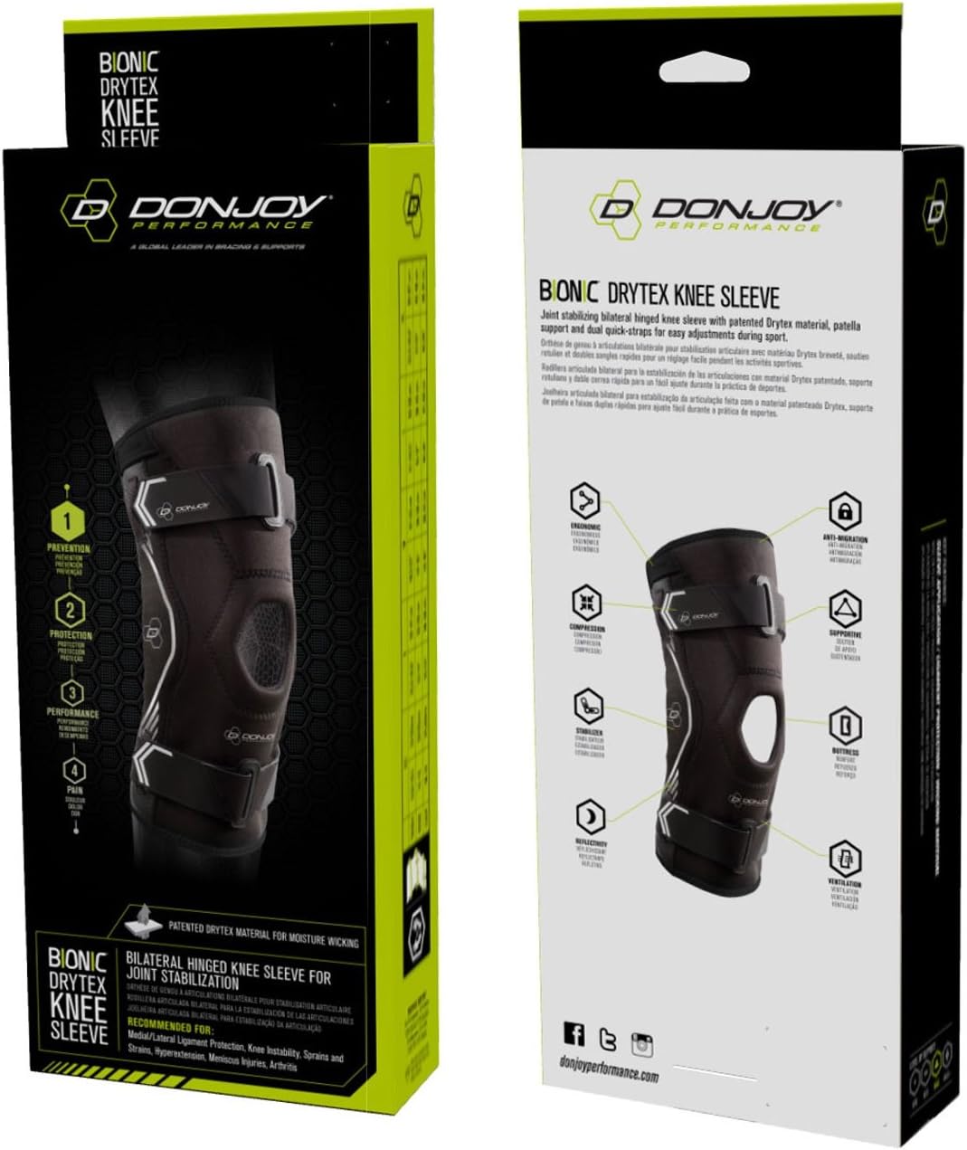 DonJoy Performance Rodillera con bisagras Drytex Bionic
