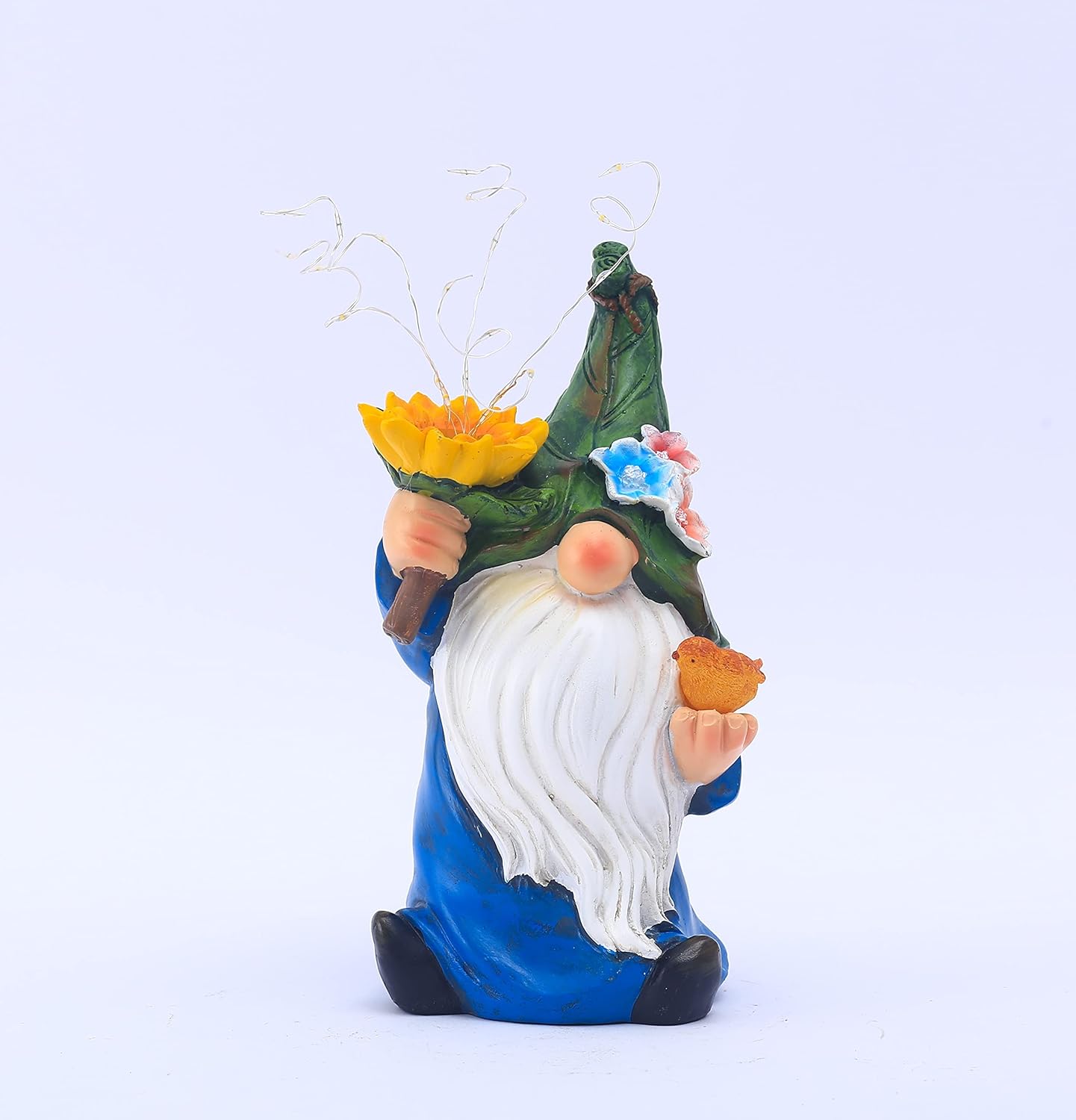 CHUANGFENG Gnomes Garden Decor with Solar Firework Lights,Solar Garden gnome Statue Decoration for Outdoor Patio Yard Lawn Decoration Gift for