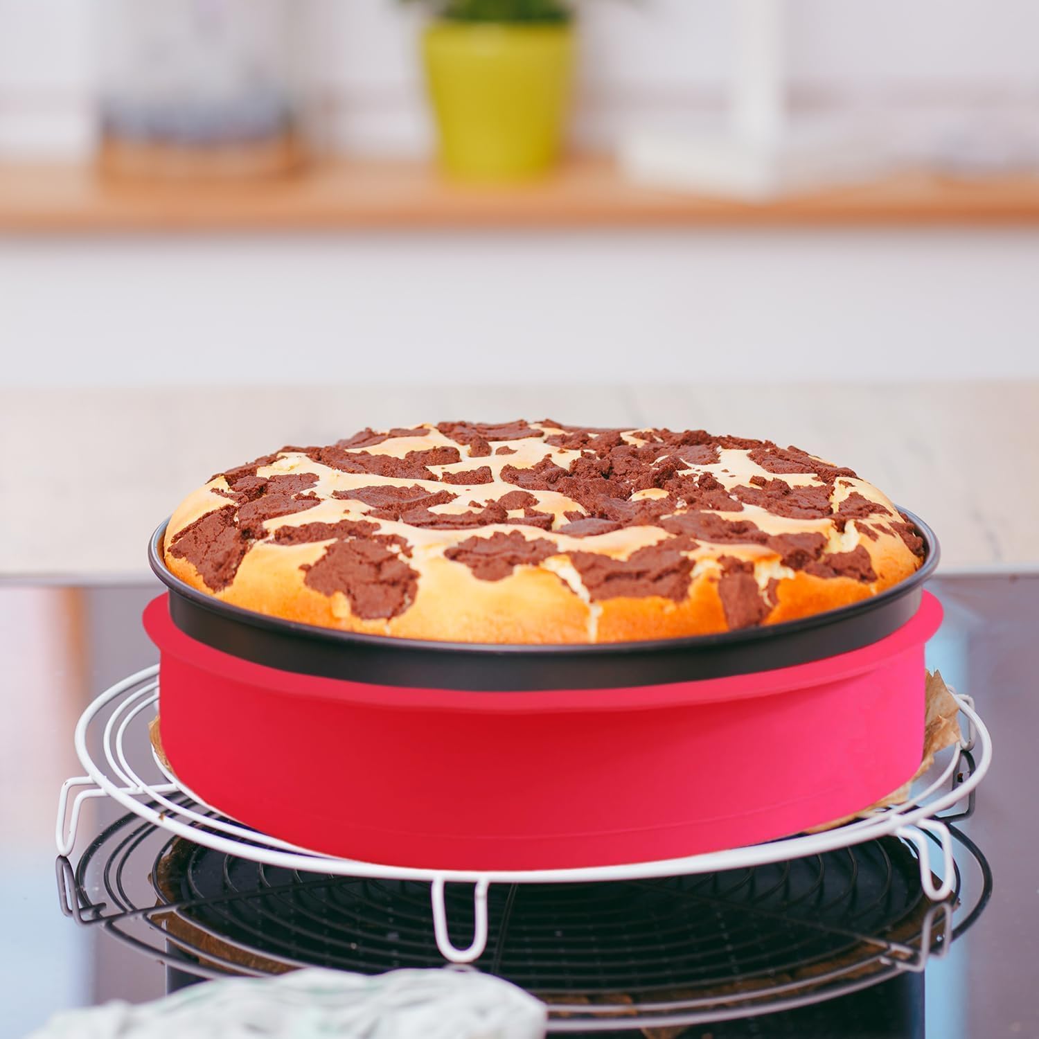 GBYAN Springform – Protector de sartén para pastel de queso redondo de 8 pulgadas, 8.5 pulgadas, bandeja de baño de silicona para hornear,